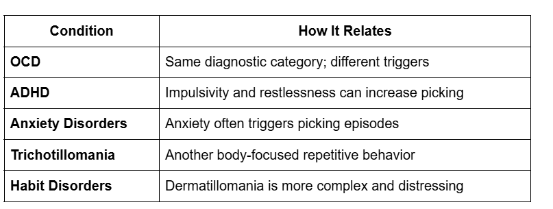 Dermatillomania vs OCD, ADHD, and Similar Conditions