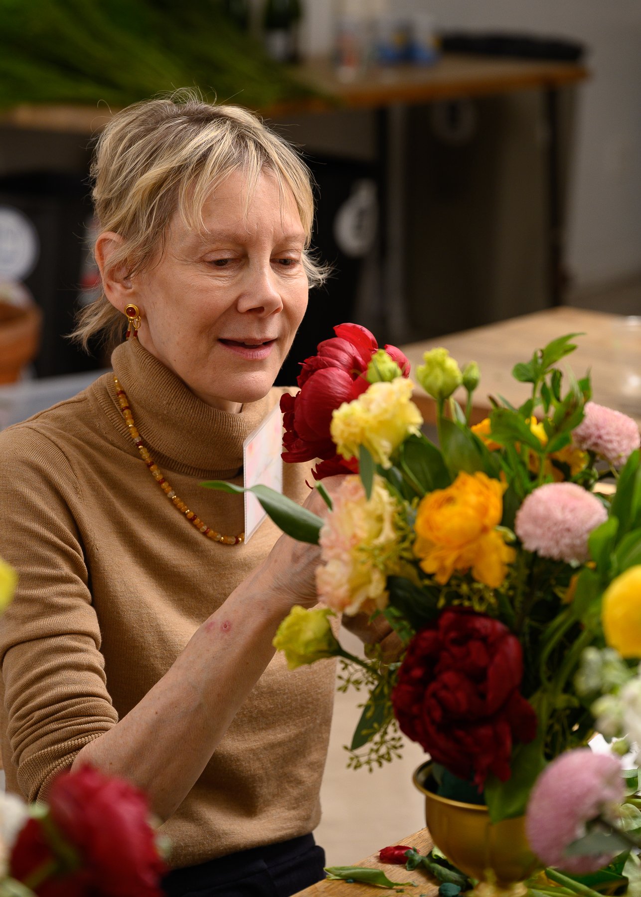 Floral Workshop in Brooklyn – Woman Arranging Seasonal Flowers