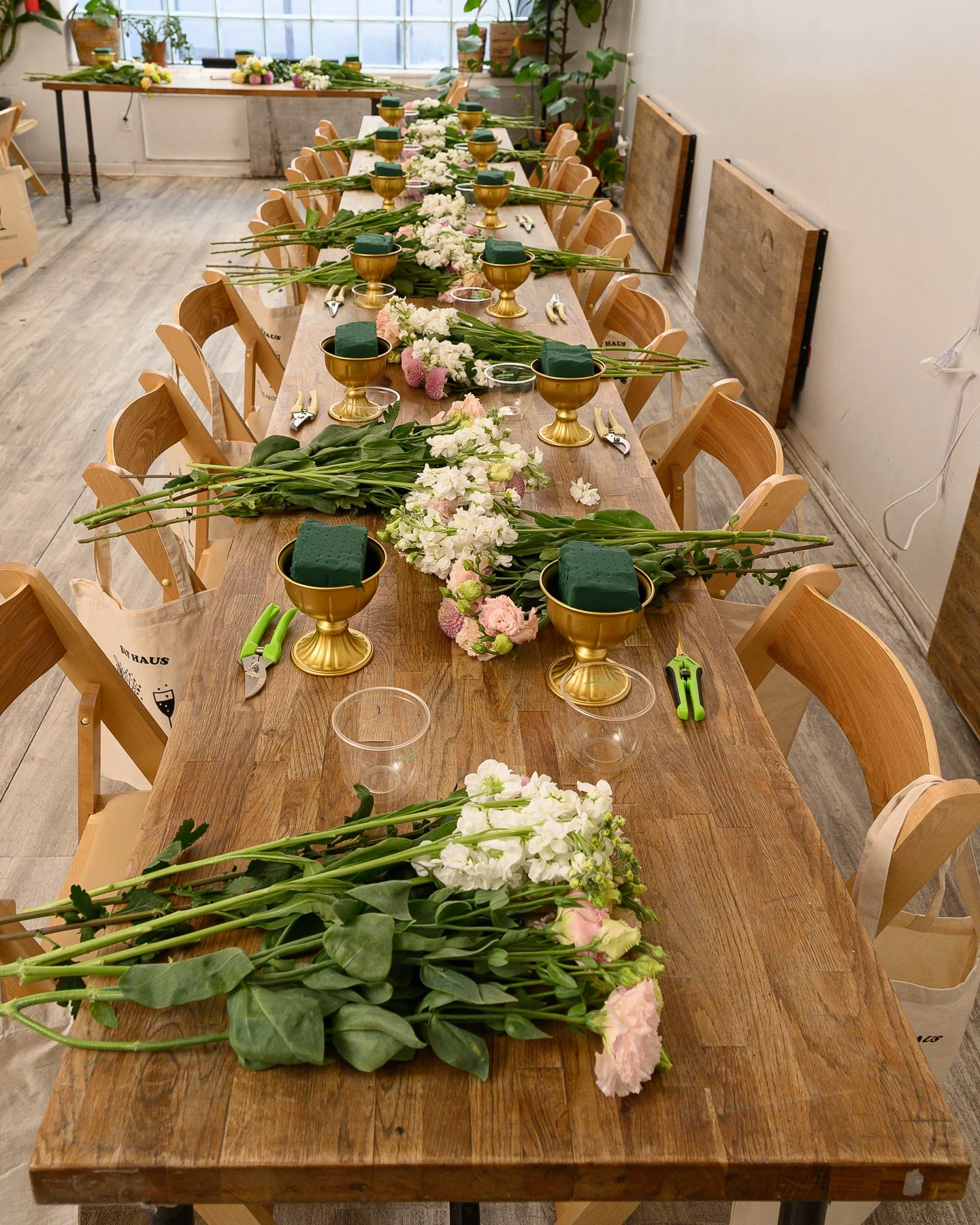 Floral Workshop Table Setup – Brooklyn Event Space
