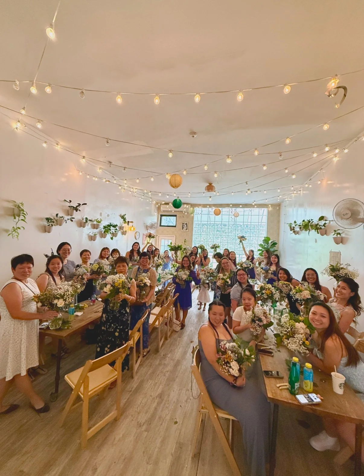 Winny’s Elegant Brooklyn Bridal Shower Floral Workshop at Bat Haus