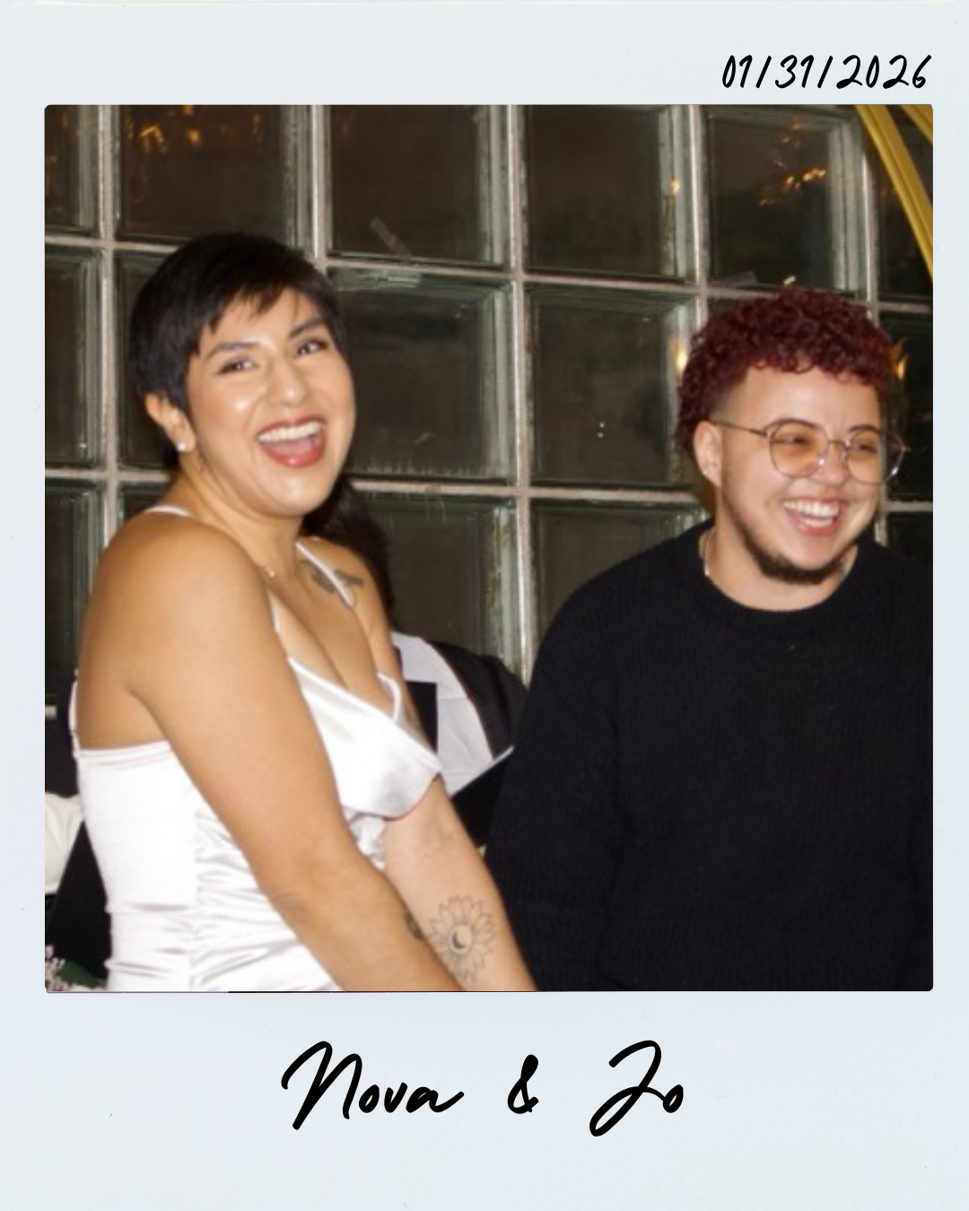 A joyful lesbian couple celebrating their LGBTQ+ wedding at Bat Haus, an inclusive wedding venue in Williamsburg, Brooklyn.