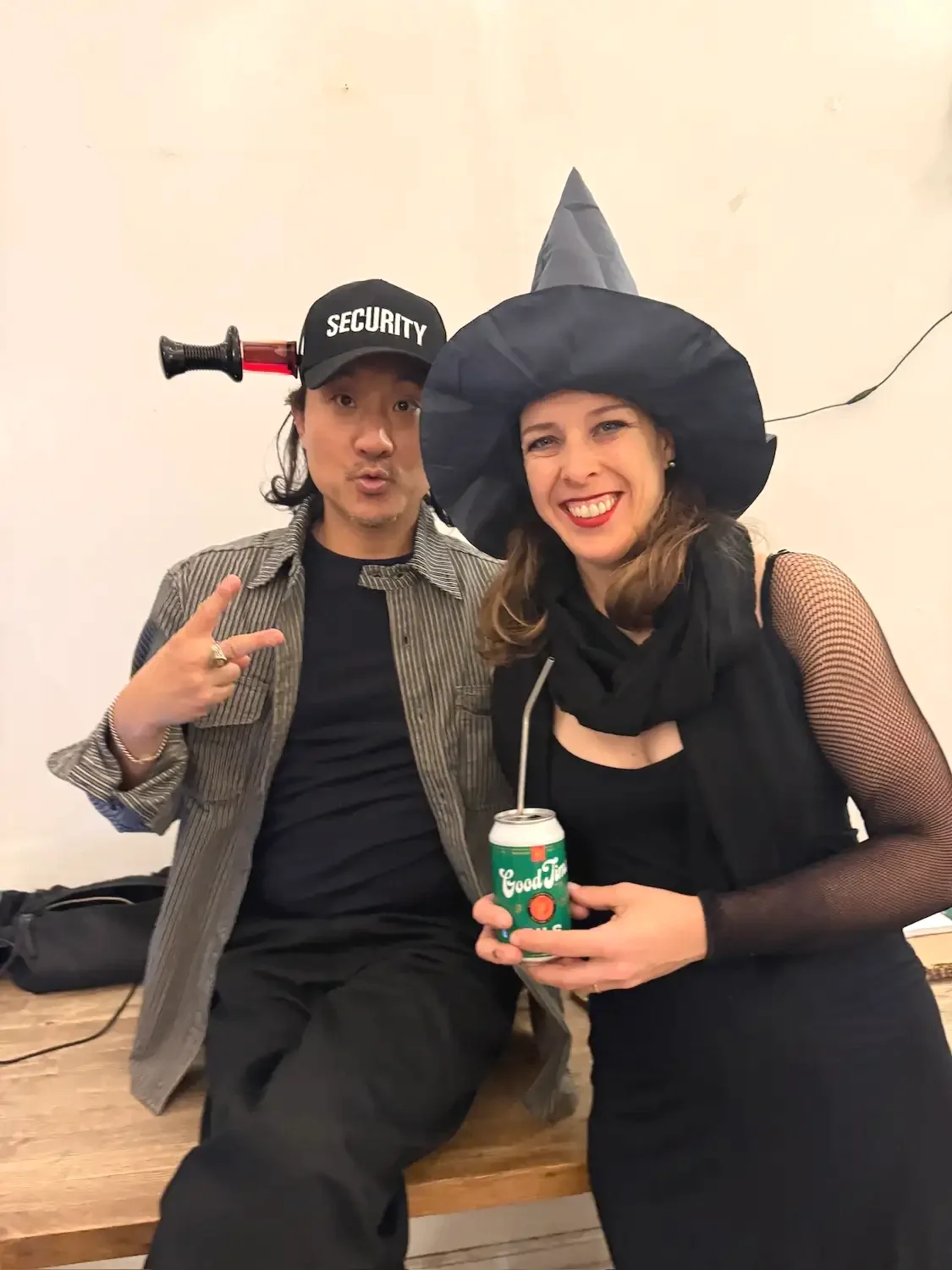 Drink n Draw host Joel and assistant Anna at Bat Haus in Brooklyn during the weekly figure drawing night