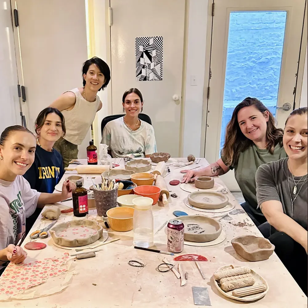 private pottery class brooklyn guests making handmade ceramics during a group pottery workshop at bat haus
