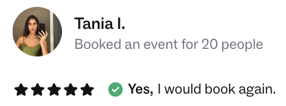 Tania's five-star review for bat haus event space in williamsburg, brooklyn