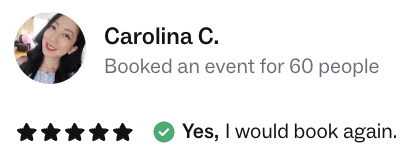 A five-star review from Carolina who hosted a baby shower at bat haus