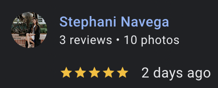 A five-star google review of a baby shower at bat haus written by Stephani Navega