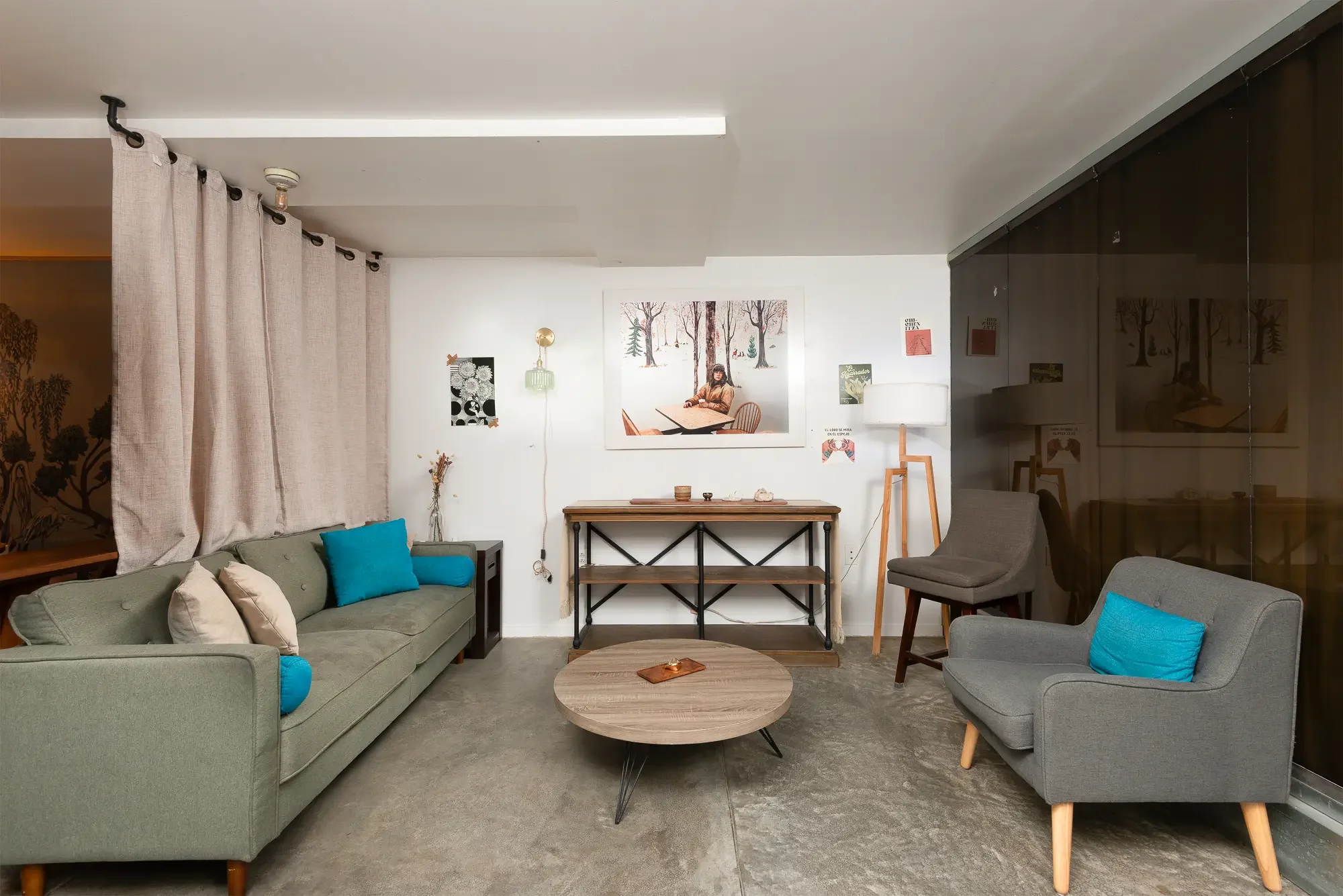 Bat haus downstairs area for private rental or lounge area to rest