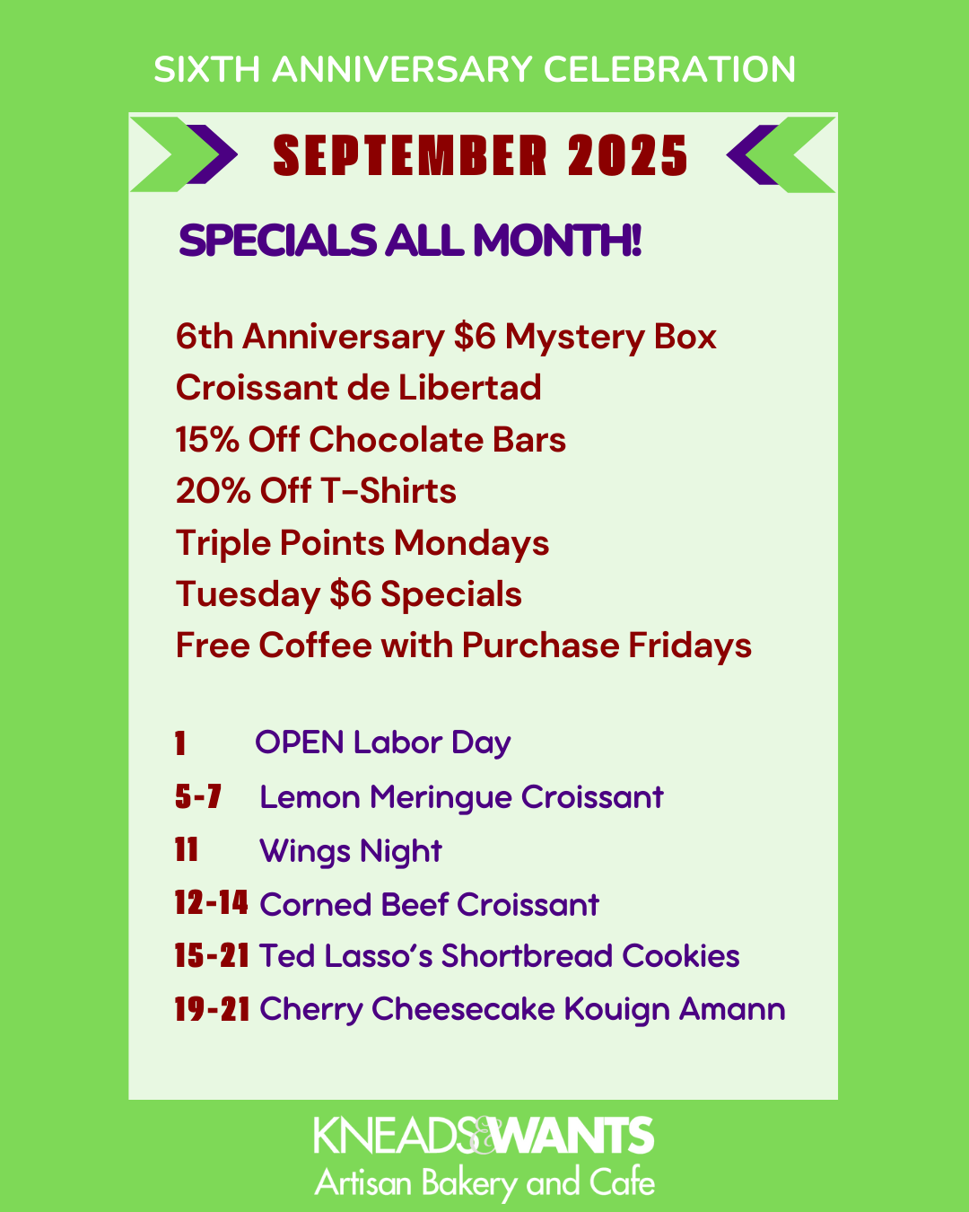 Kneads & Wants 6th Anniversary Celebration