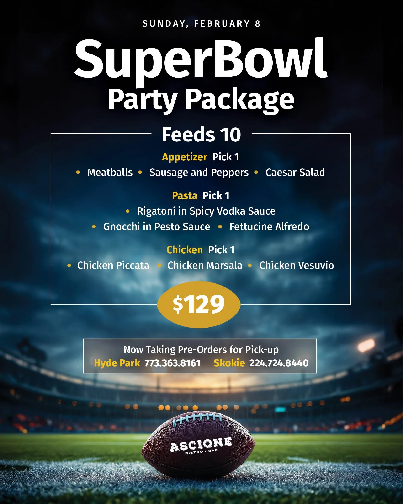 Super Bowl Sunday at Ascione Bistro 