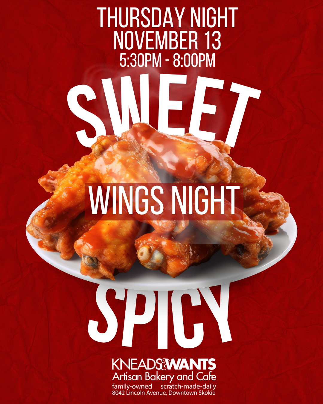 Wing Night at Kneads and Wants | Downtown Skokie Open Late Thursdays ...