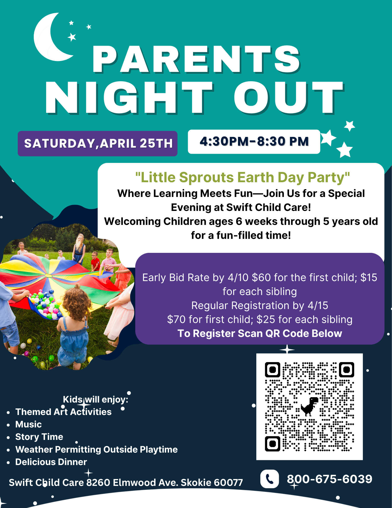 Parents Night Out Skokie | Earth Day Kids Event at Swift Child Care ...