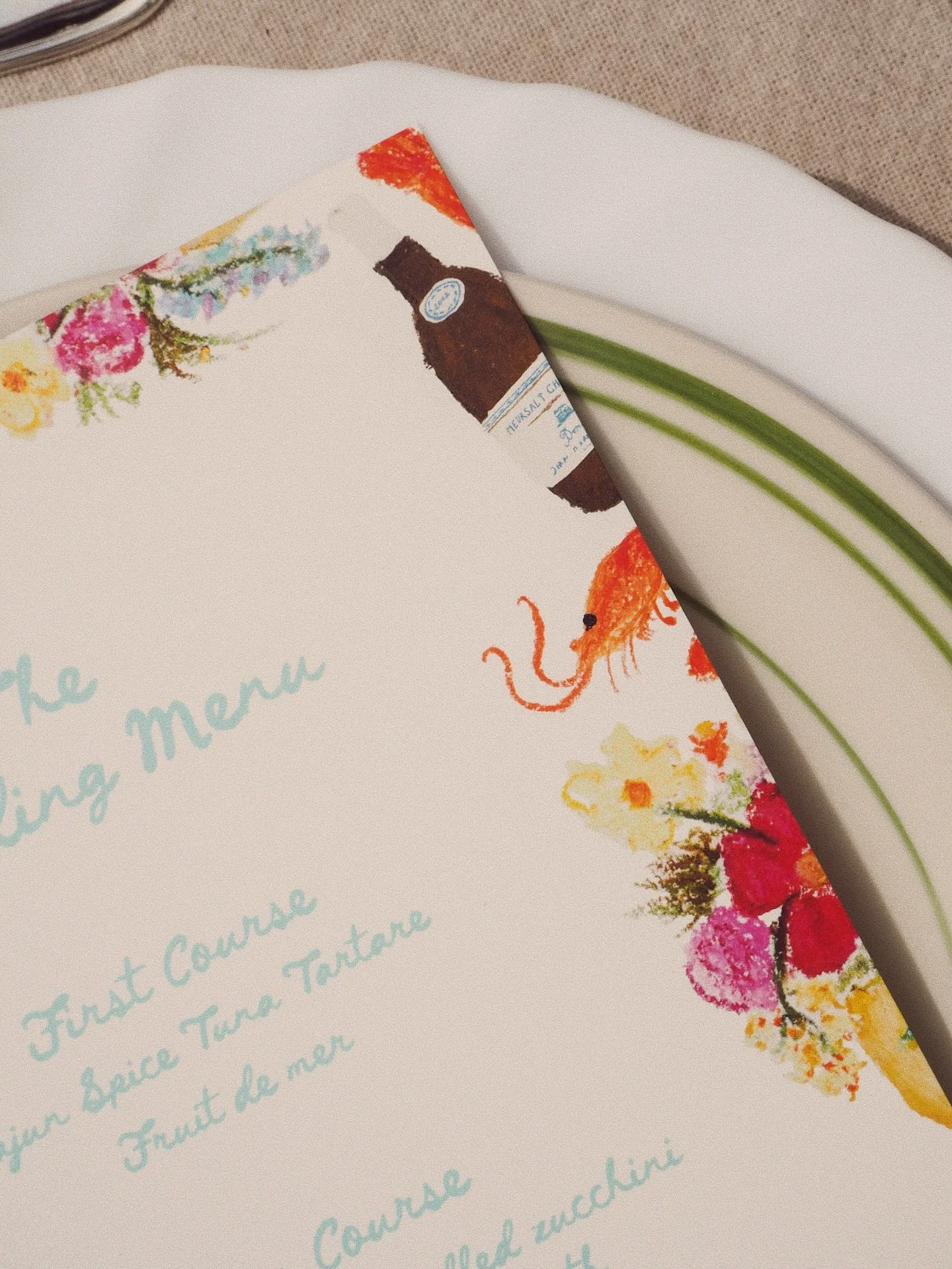 Details of a summer wedding menu 🦐

#LOdeCHA