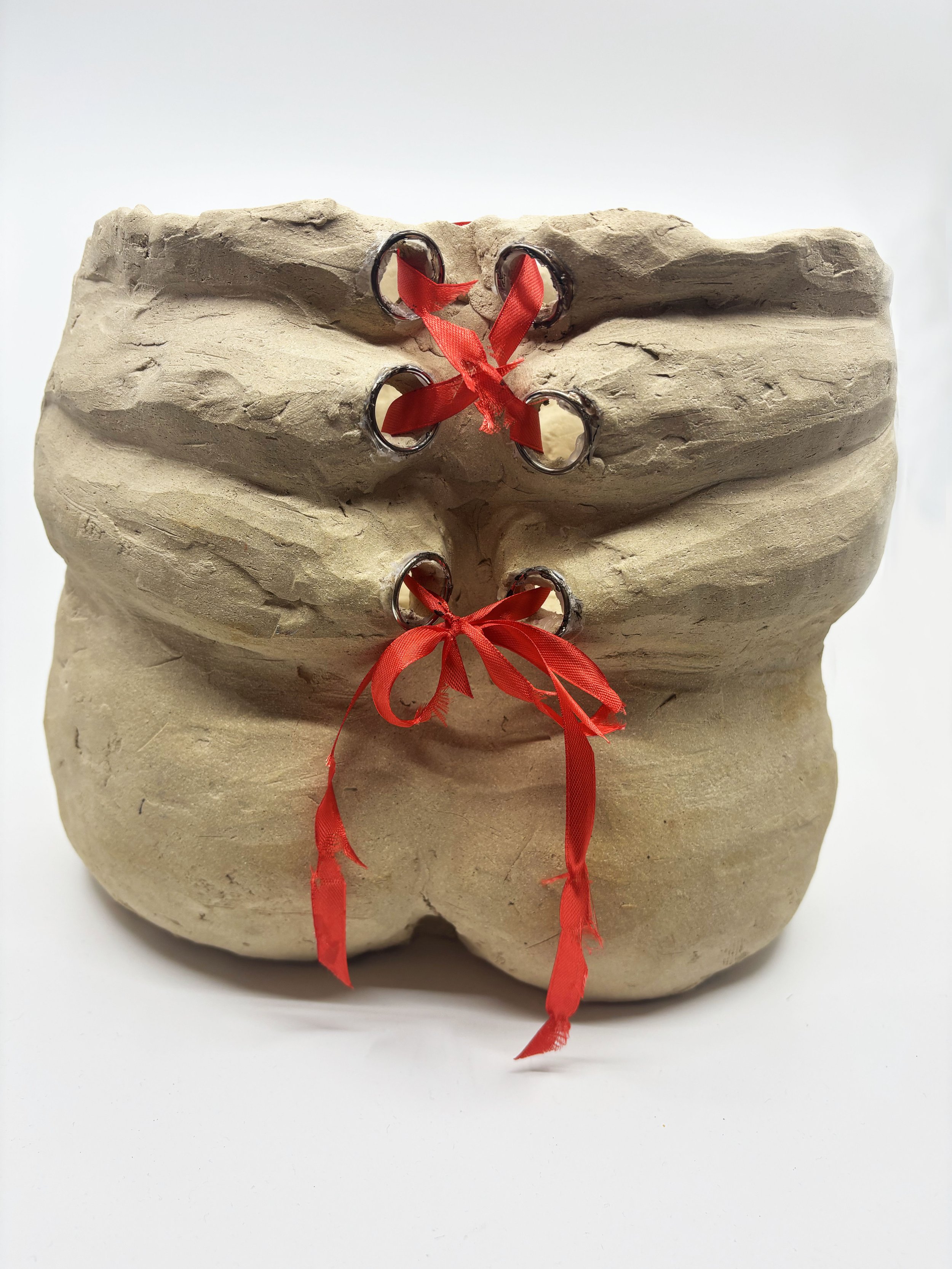 "A Body That Doesn't Feel Like Mine III," Stoneware, Metal, Fabric, 2026