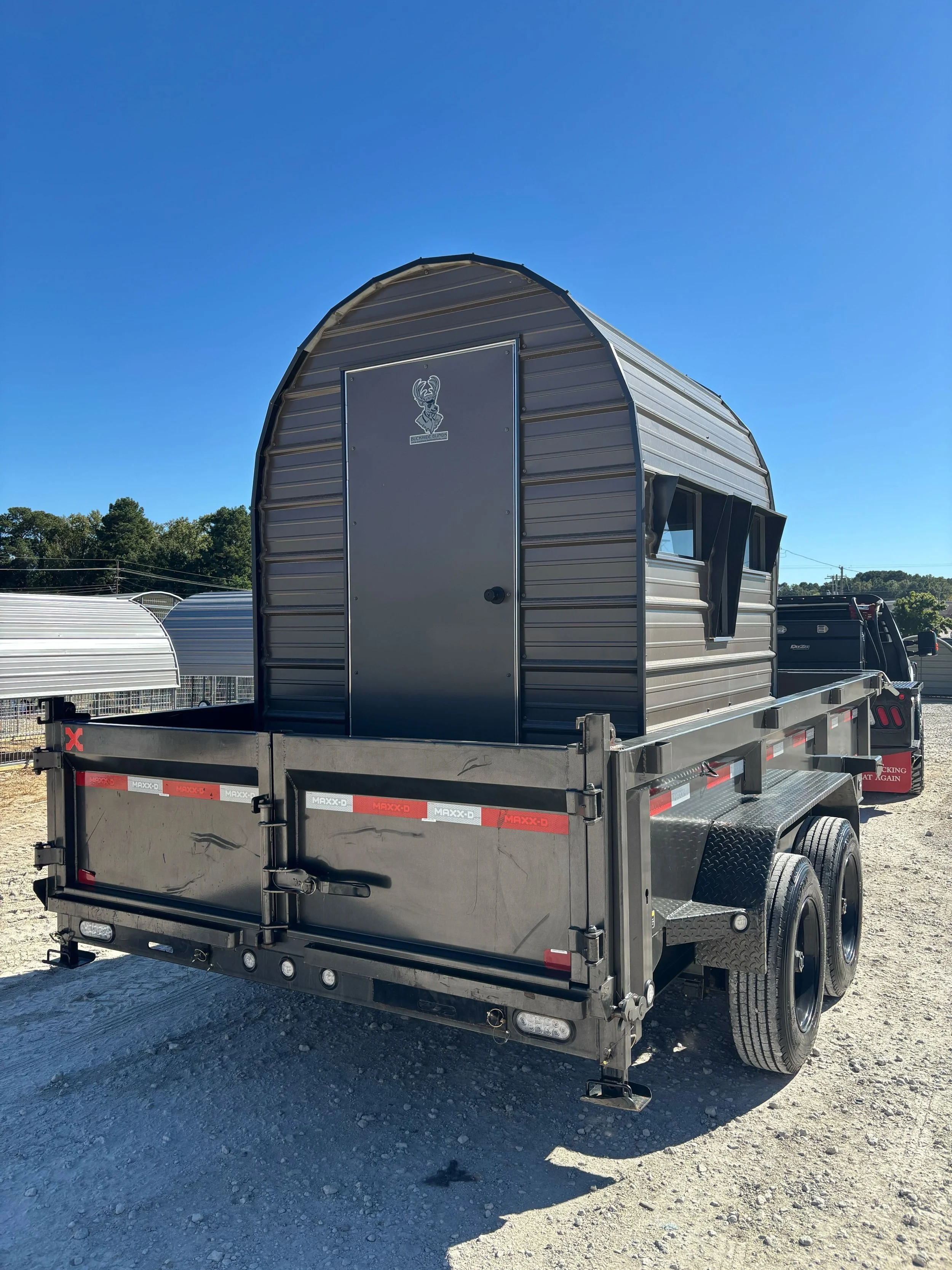 hunting blind loaded on trailer