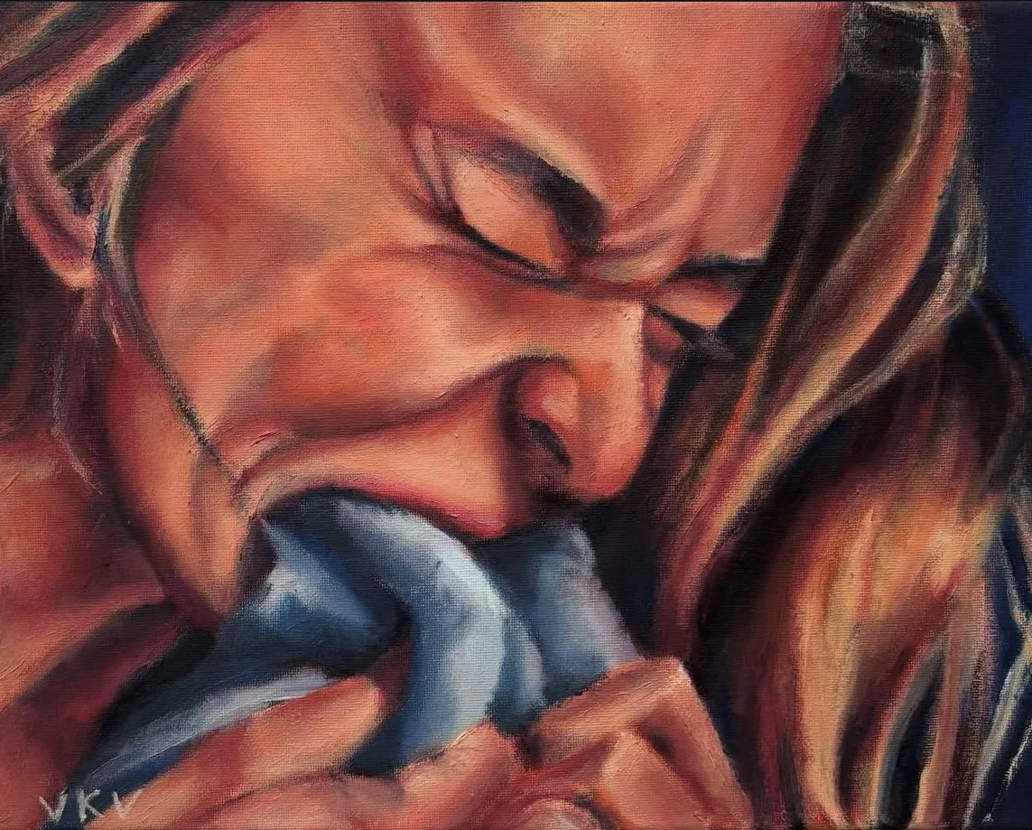 "Muted", oil on canvas, 2025, 14 inches by 11 inches, 2025