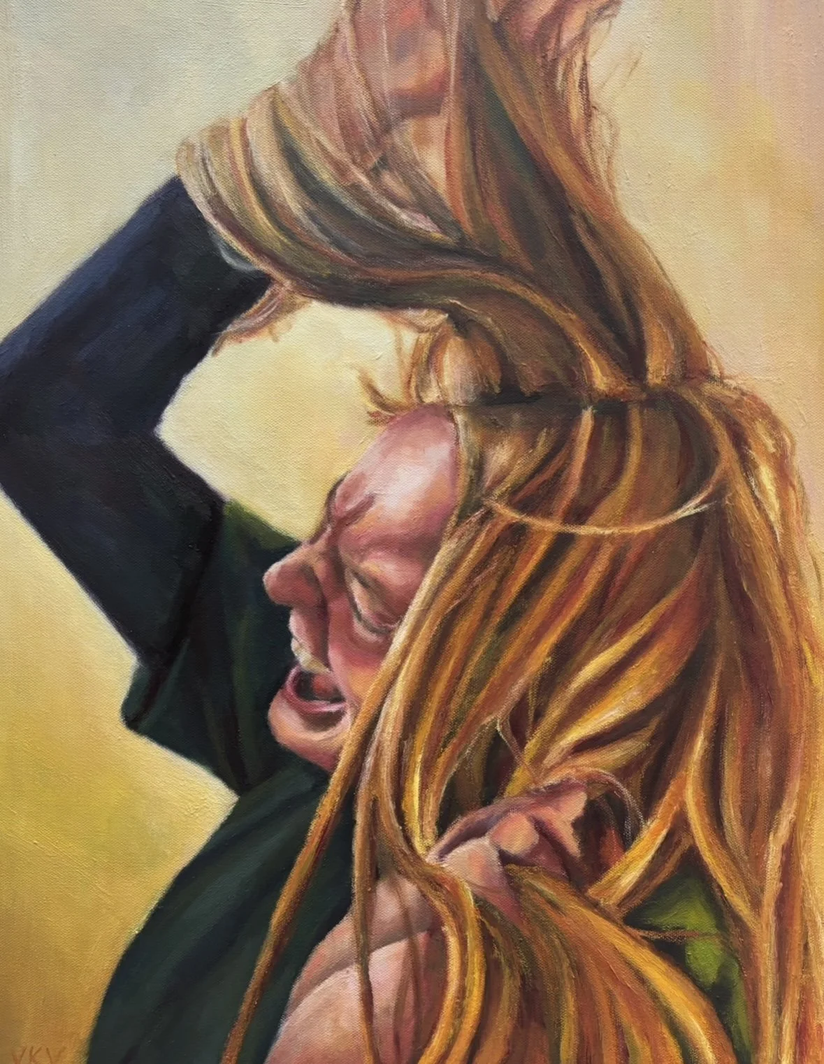 "Tug of War", oil on canvas, 18 inches by 20 inches, 2025