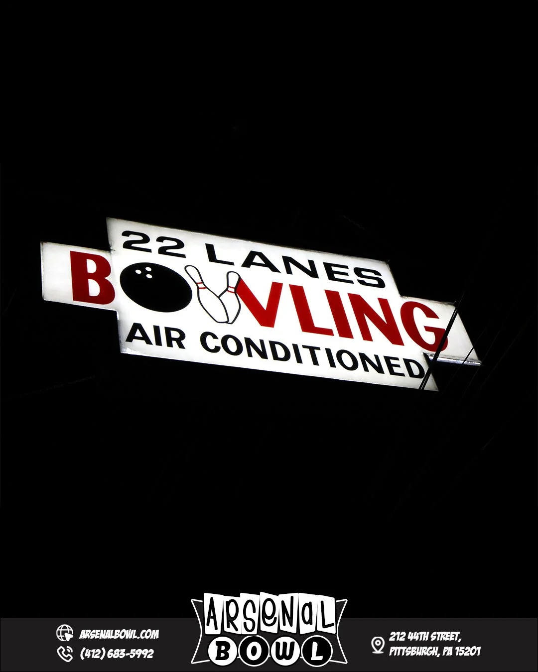 22 lanes, cold drinks, and a classic atmosphere. Come spend your night with us.

🔗www.arsenalbowl.com 
📍212 44th Street, Pittsburgh, PA 15201
📞(412) 683-5992

 #thingstodoinpittsburgh #pittsburghpa #bowlingfun #pittsburgh #bowling