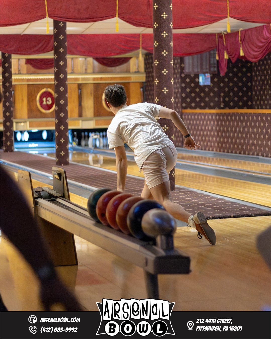 For anyone currently staring at a quiet group chat trying to figure out what the plan is:

Problem solved. 🎳

Come lace up some vintage bowling shoes, grab a drink, and throw a few frames under the red velvet ceilings. It's the easiest way to get ev
