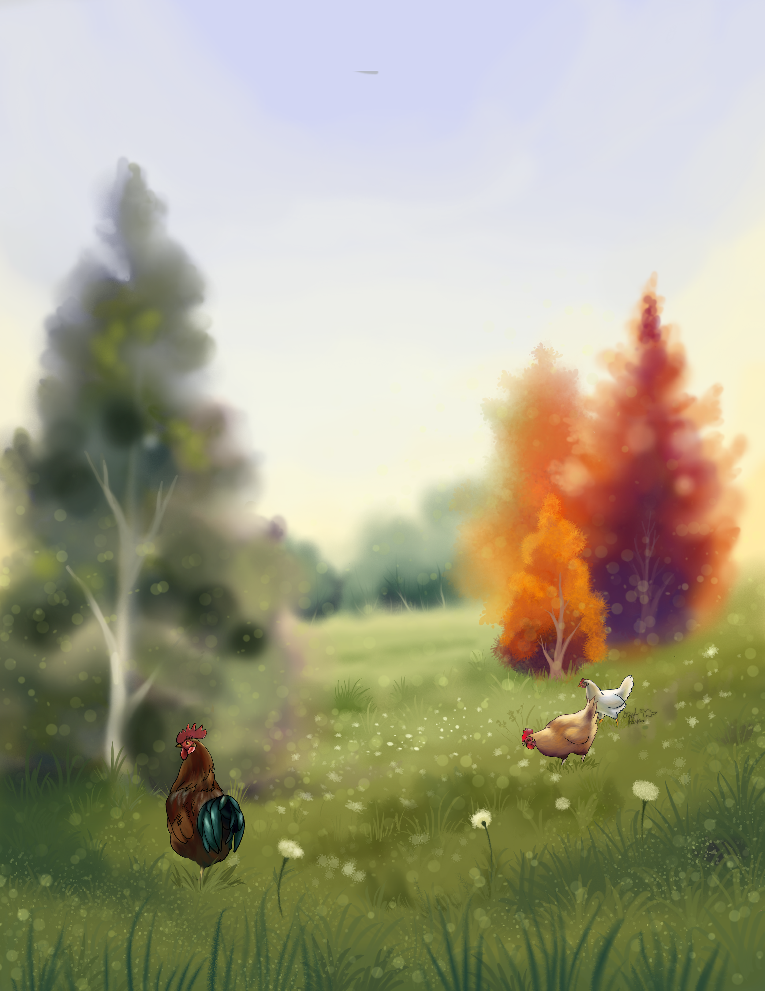 Peaceful Chicken Digital Painting Original.png