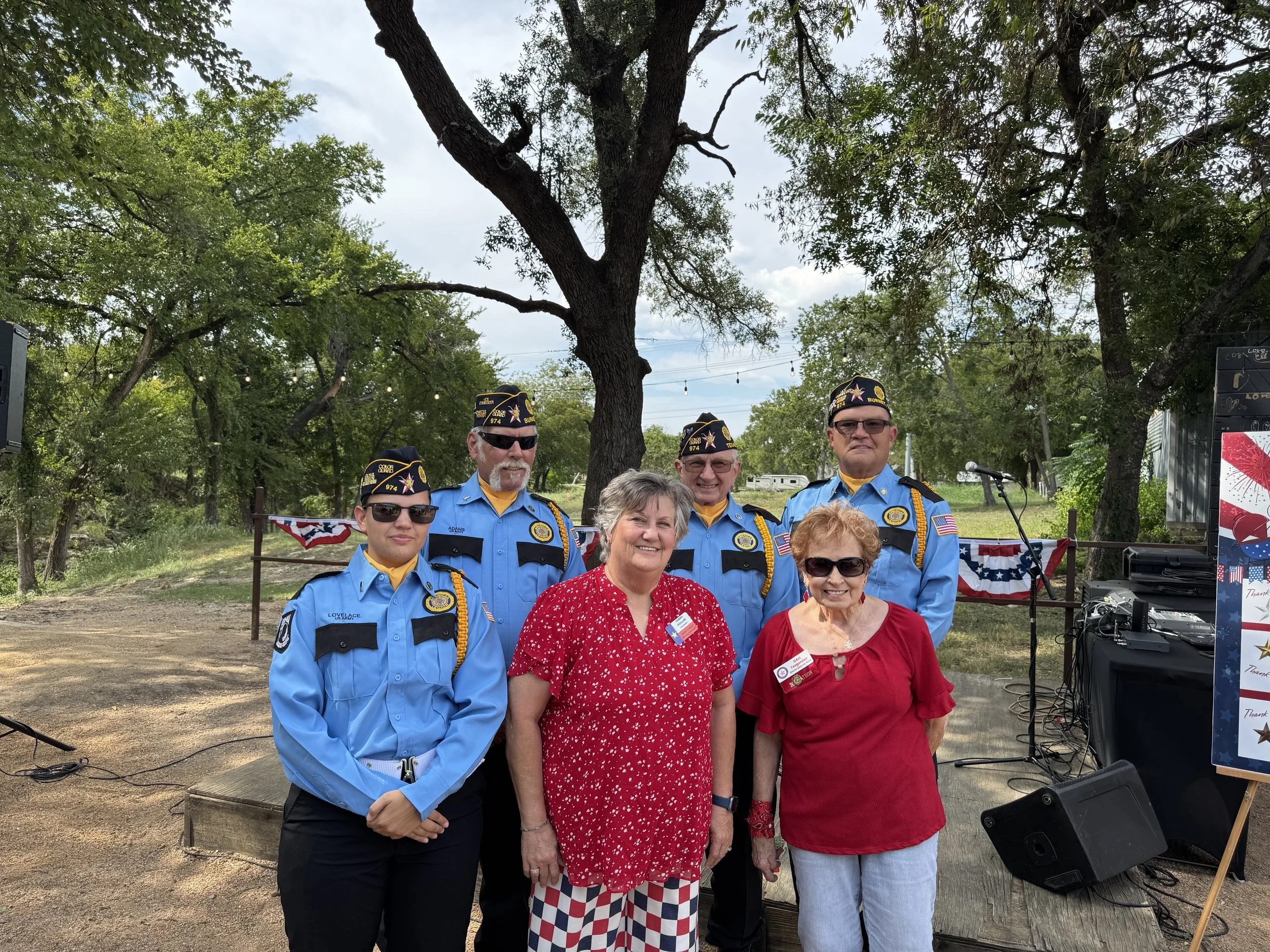 Republican County Chair Tammy Hullum and TFRW District Director Gail Teegarden welcomed the Burnet VFW Post 974 Color Guard.