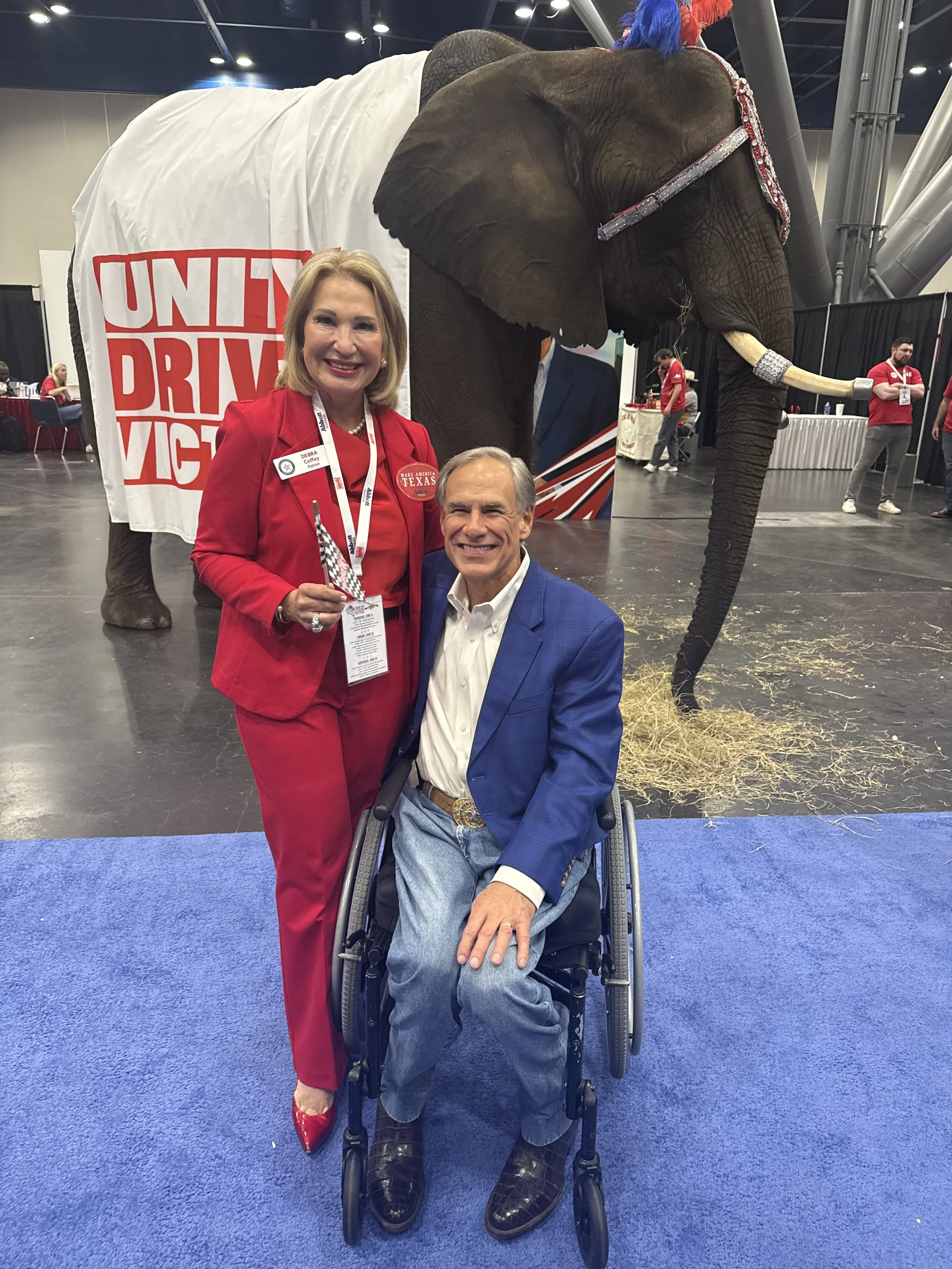 Delegate Debra Coffey was able to greet Governor Abbott.