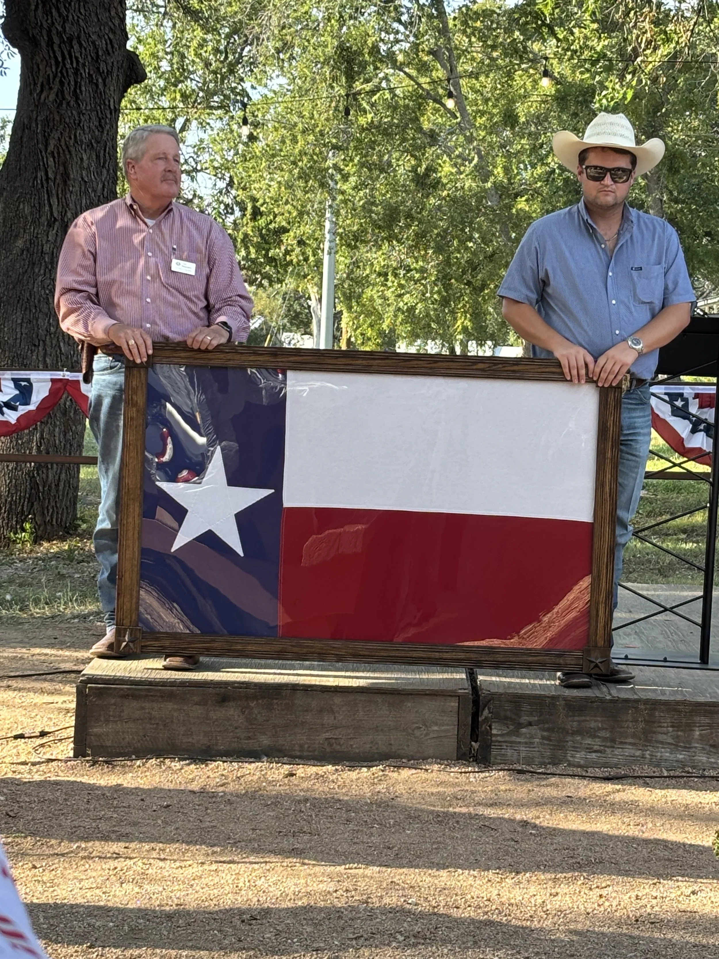 Tom Maynard (SBOE, District 10) contributed this beautiful framed Texas flag for the auction.