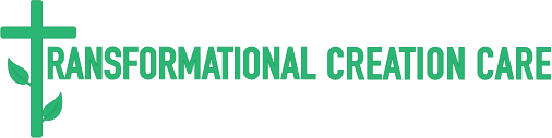 Logo for Transformational Creation Care with green cross and text