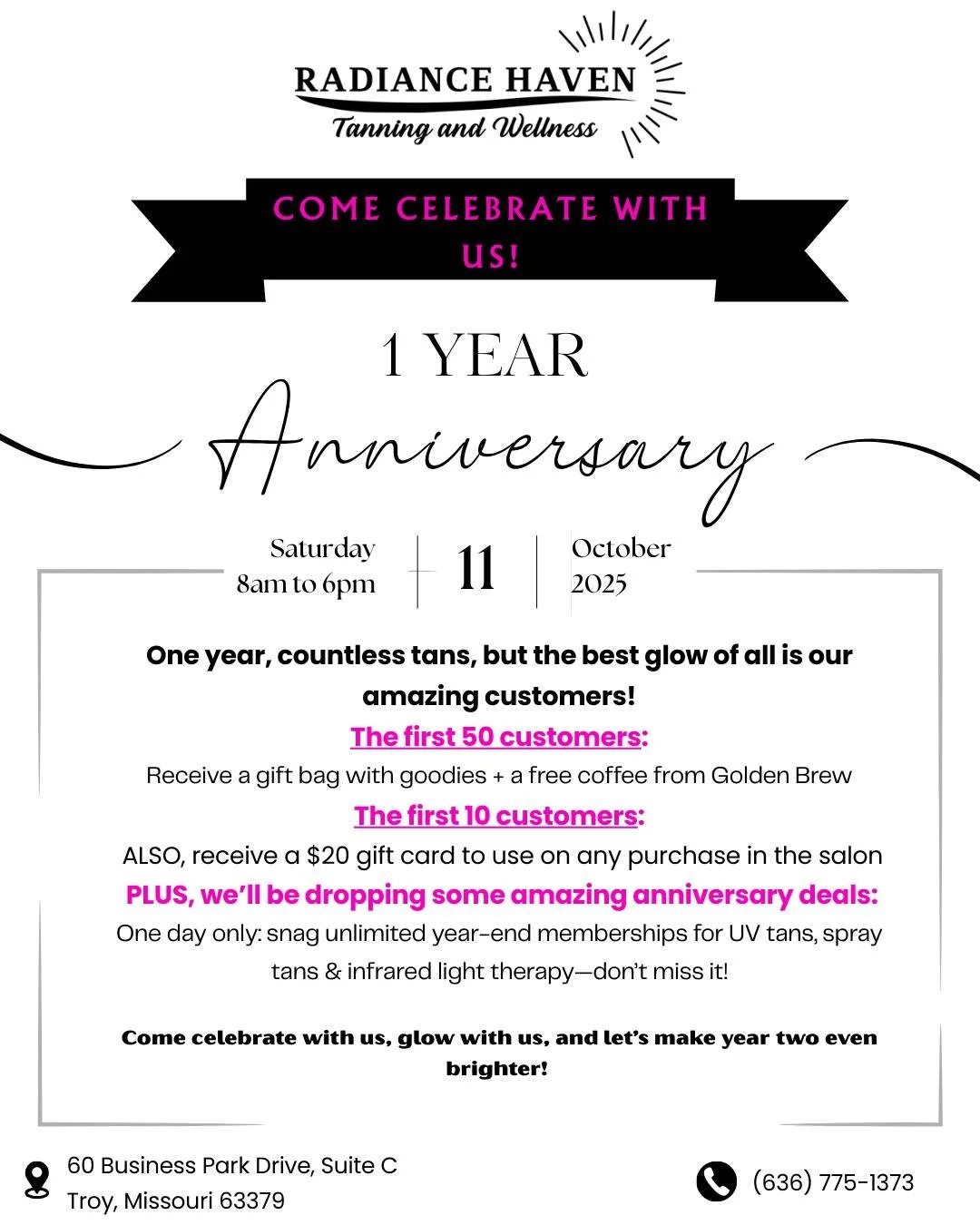 🎉✨ Can you believe it&rsquo;s already been ONE YEAR?! ✨🎉

October 11th marks our very first anniversary, and we couldn&rsquo;t be more thankful for all of YOU who have supported us along the way. 💕 From the day we opened our doors to now, every sm