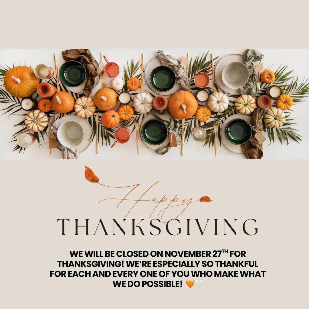 🦃 We&rsquo;ll be closed on November 27th for Thanksgiving to spend time with our loved ones and reflect on everything we&rsquo;re grateful for &mdash; especially you, our amazing customers!💛

Your support means the world to us, and we&rsquo;re so t