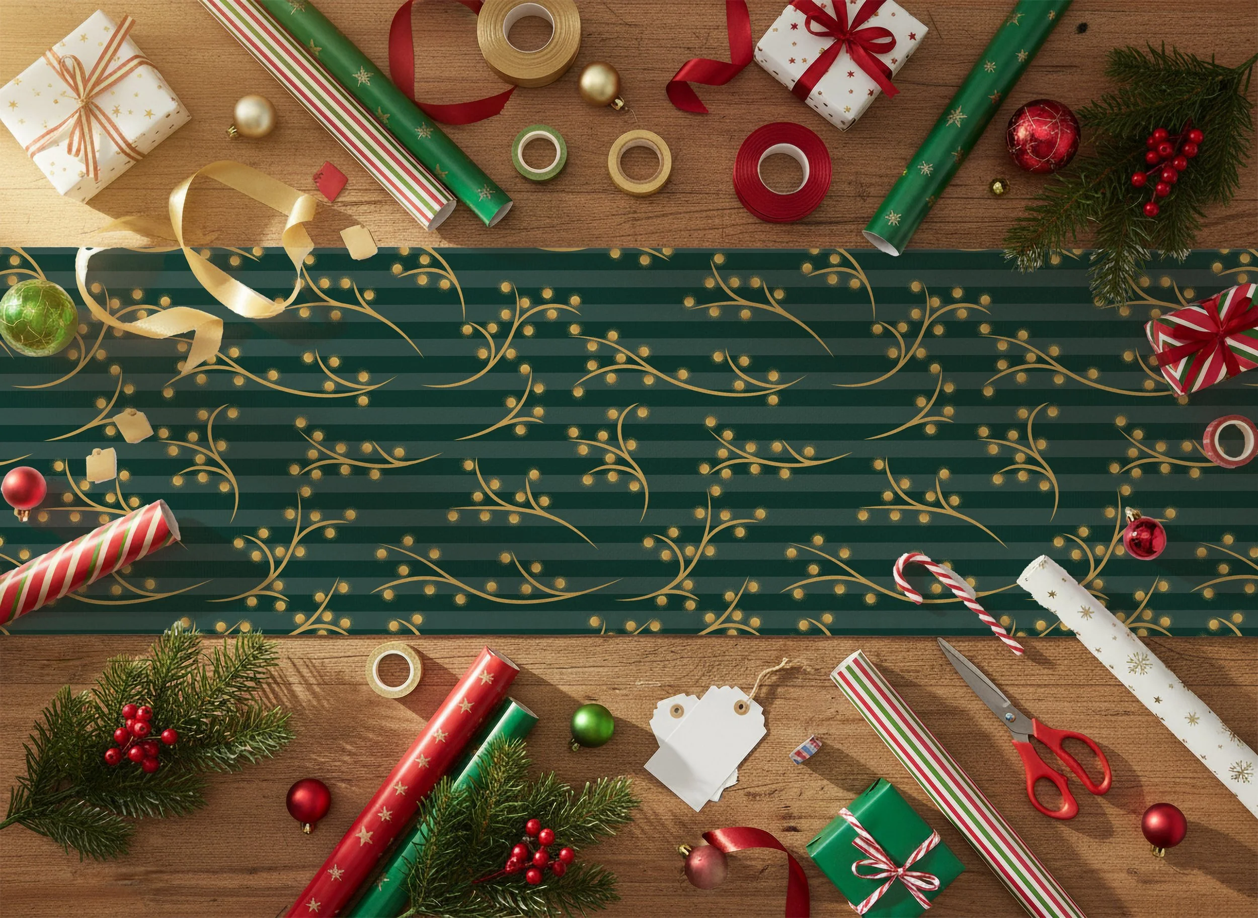 Packing presents_Green branches.jpg