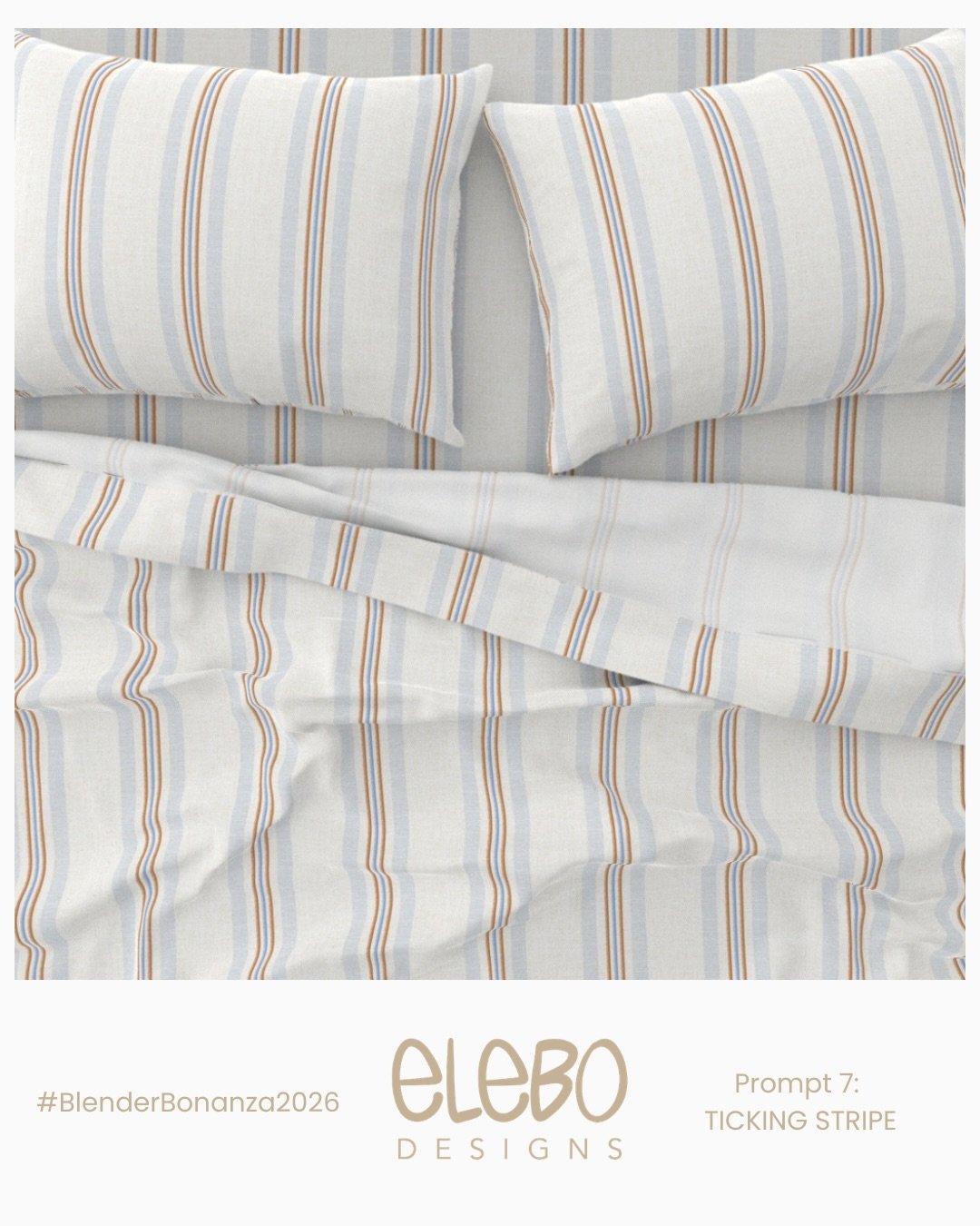 Nice and relaxed ticking stripes on a linen canvas texture background. This is my design for @powersellersacademy #blenderbonanza26.