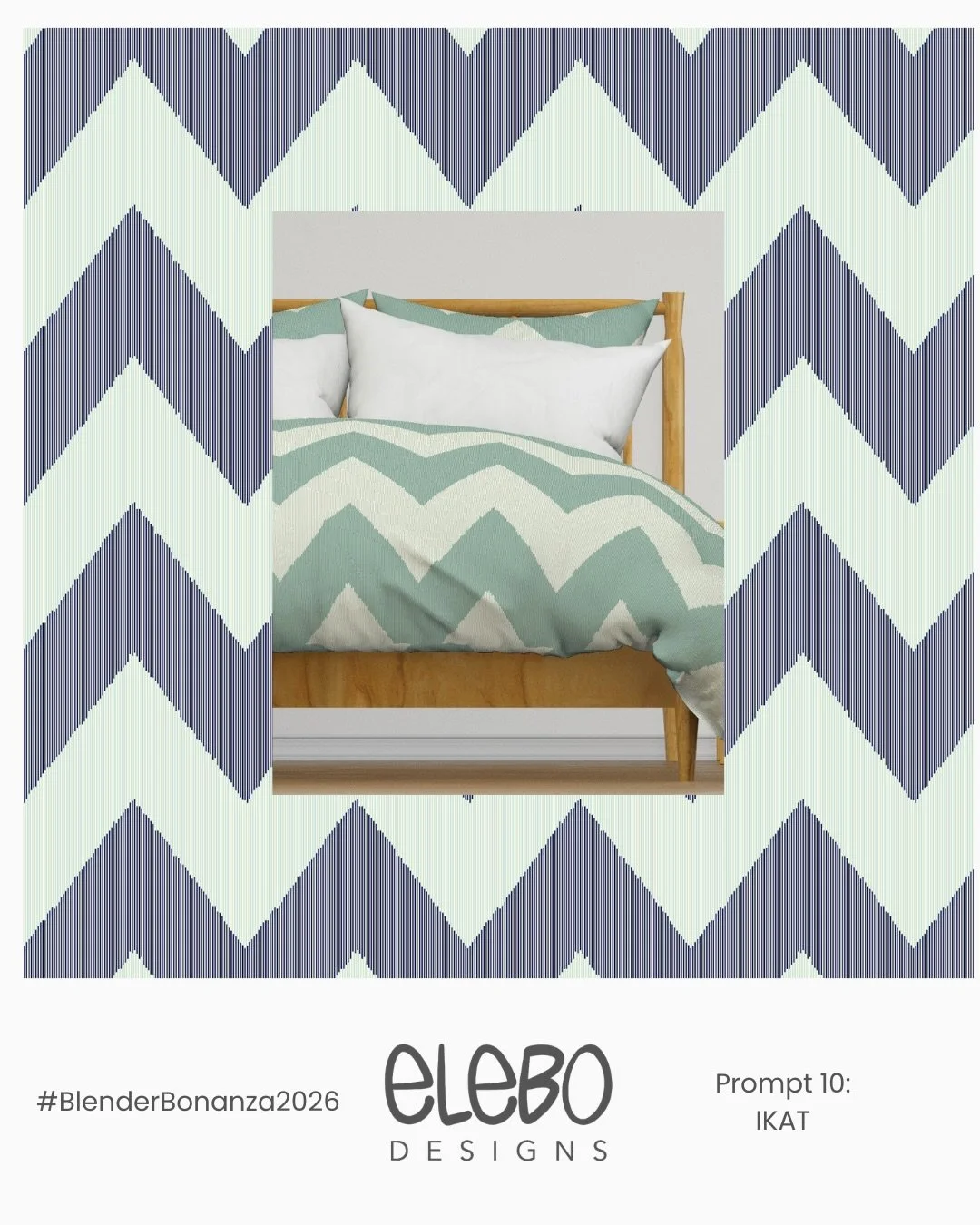 I am now very much out of synch with the #blenderbonanza26 calendar, but I am determined to get through all the prompts of this amazing @powersellersacademy challenge! This is my interpretation of prompt #10: Ikat. After reading about how Ikat is mad