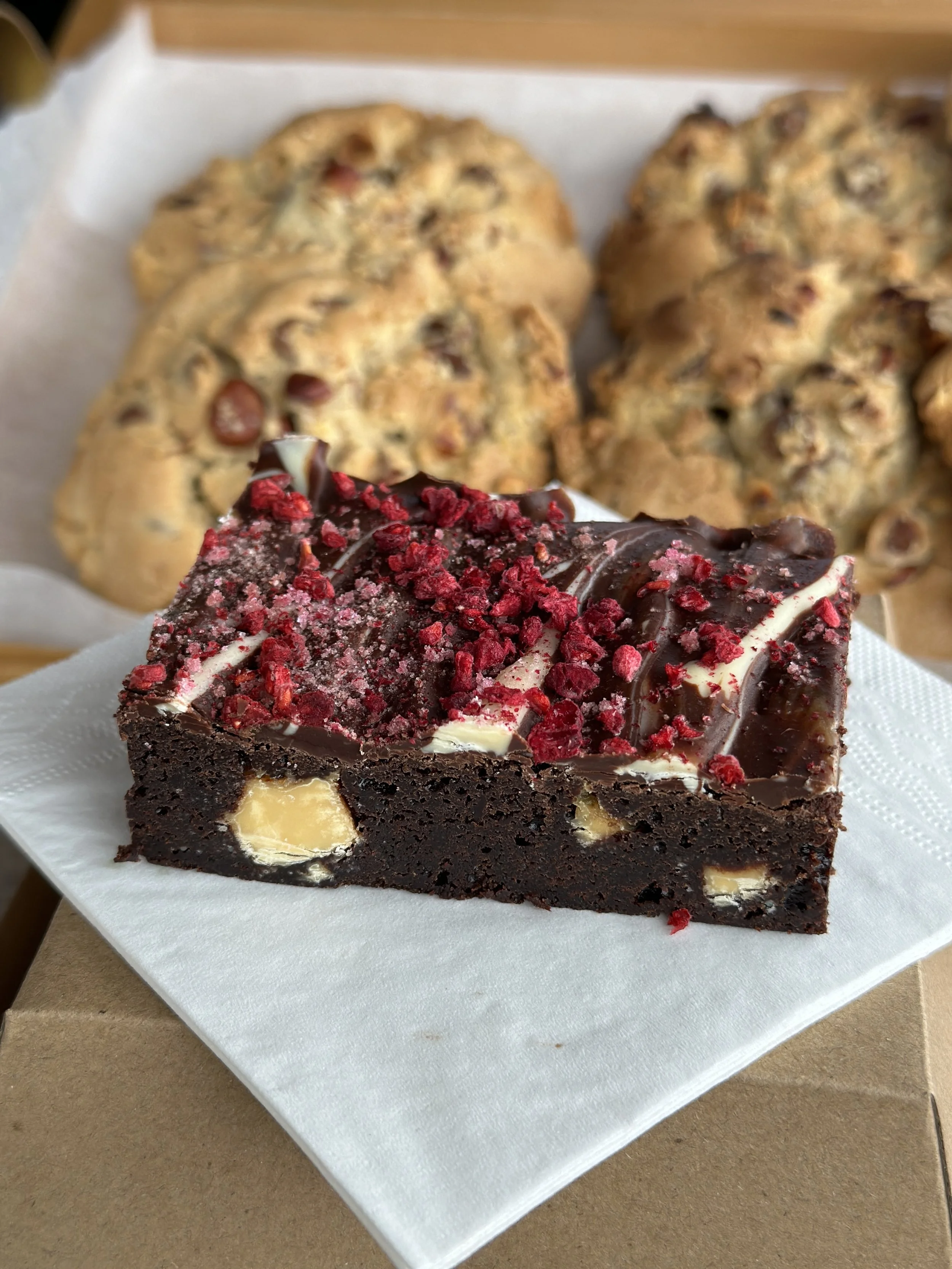 Raspberry & White Chocolate Brownie