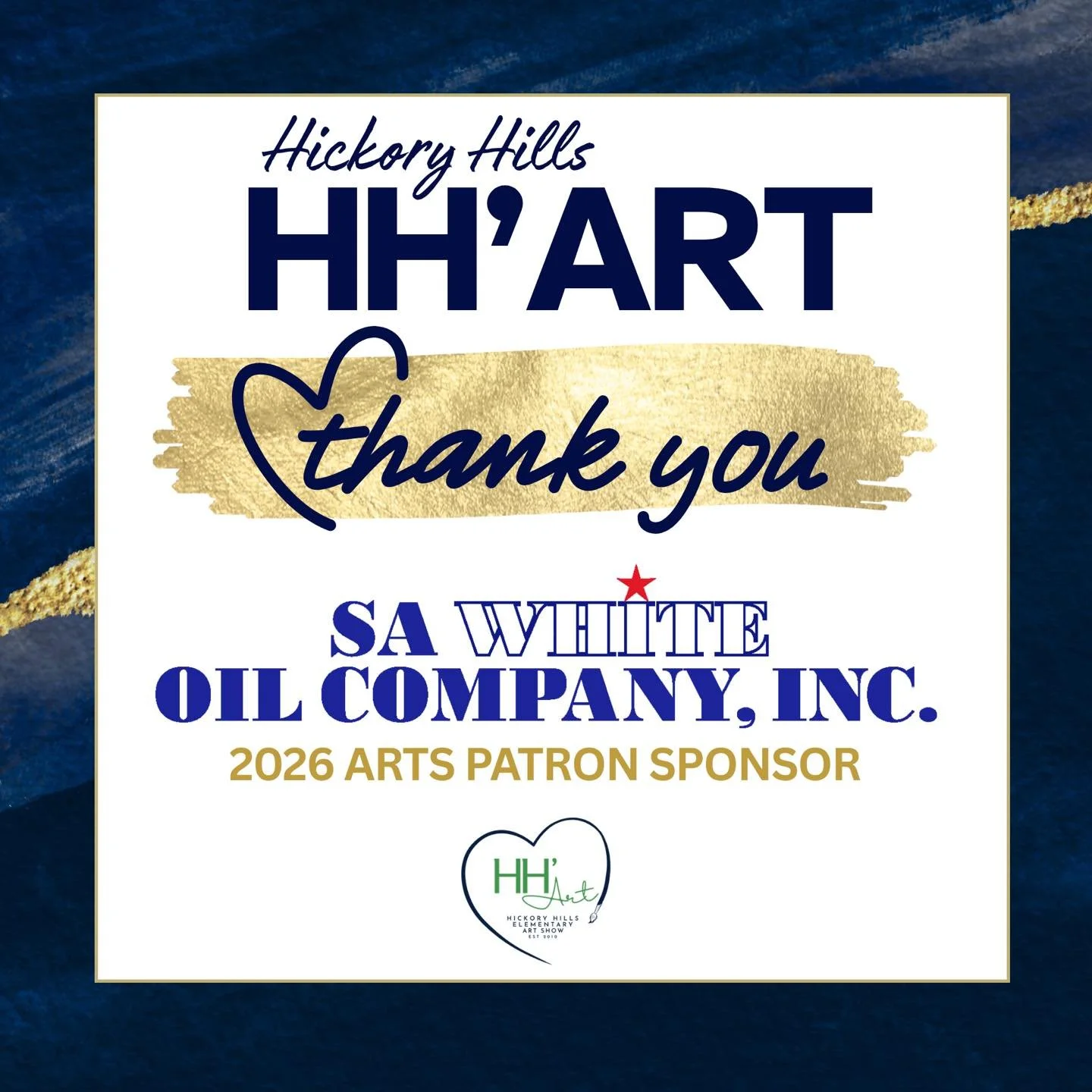 A huge THANK YOU to our amazing HH&rsquo;Art sponsor, SA White Oil Company💚

Your support helps make HH&rsquo;Art possible and directly supports the Hickory Hills community, creativity in our classrooms, and the continued growth of our school.

We&r