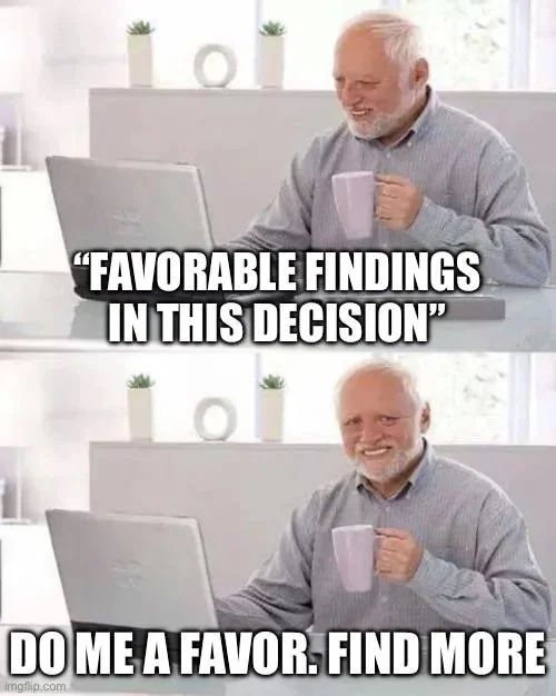 VA meme about favorable findings