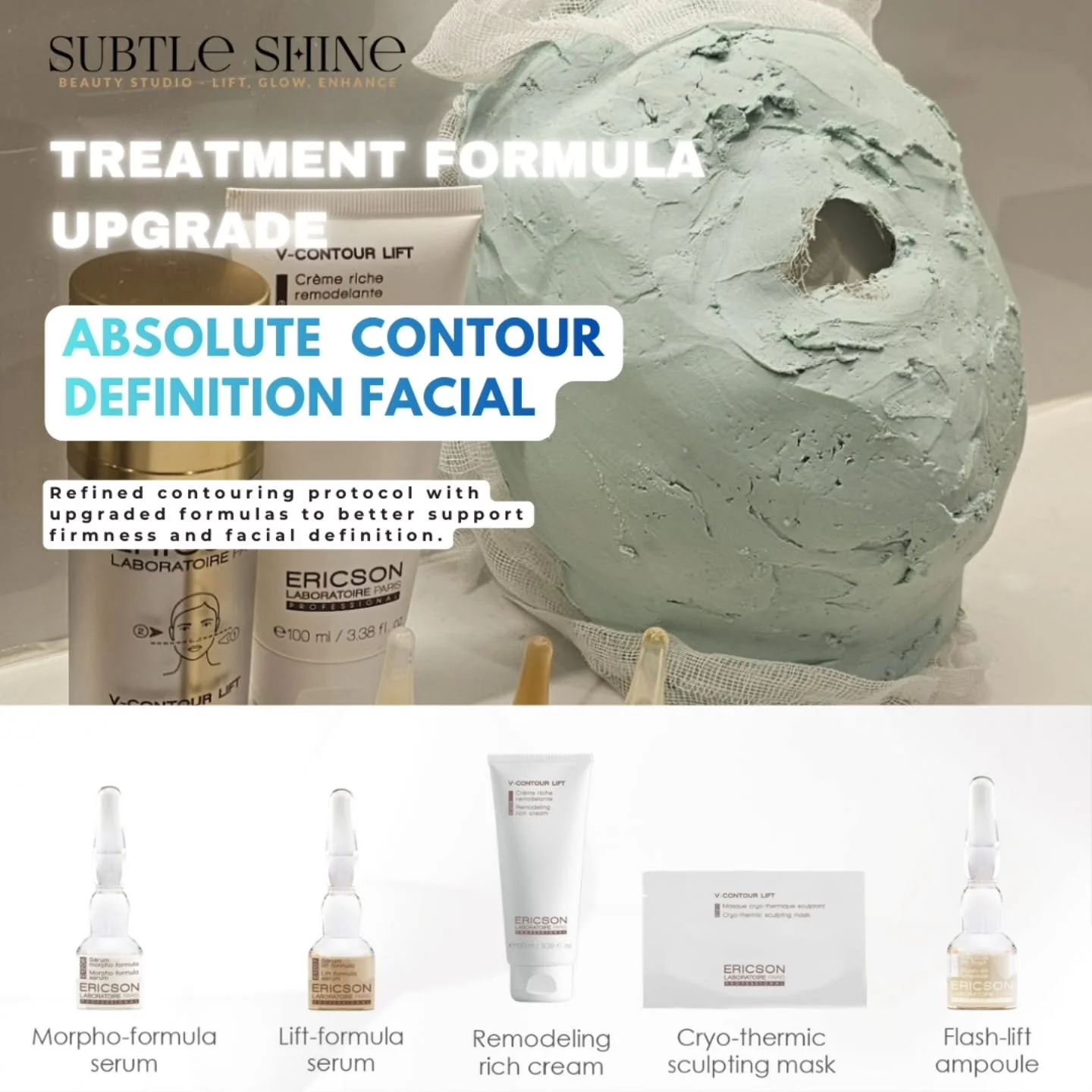 Now Even Better ✨
Absolute Contour Definition Facial

One of the most popular contour treatments has been refined with upgraded formulas to further support lifting and facial contour definition&mdash;especially for skin showing signs of sagging or lo