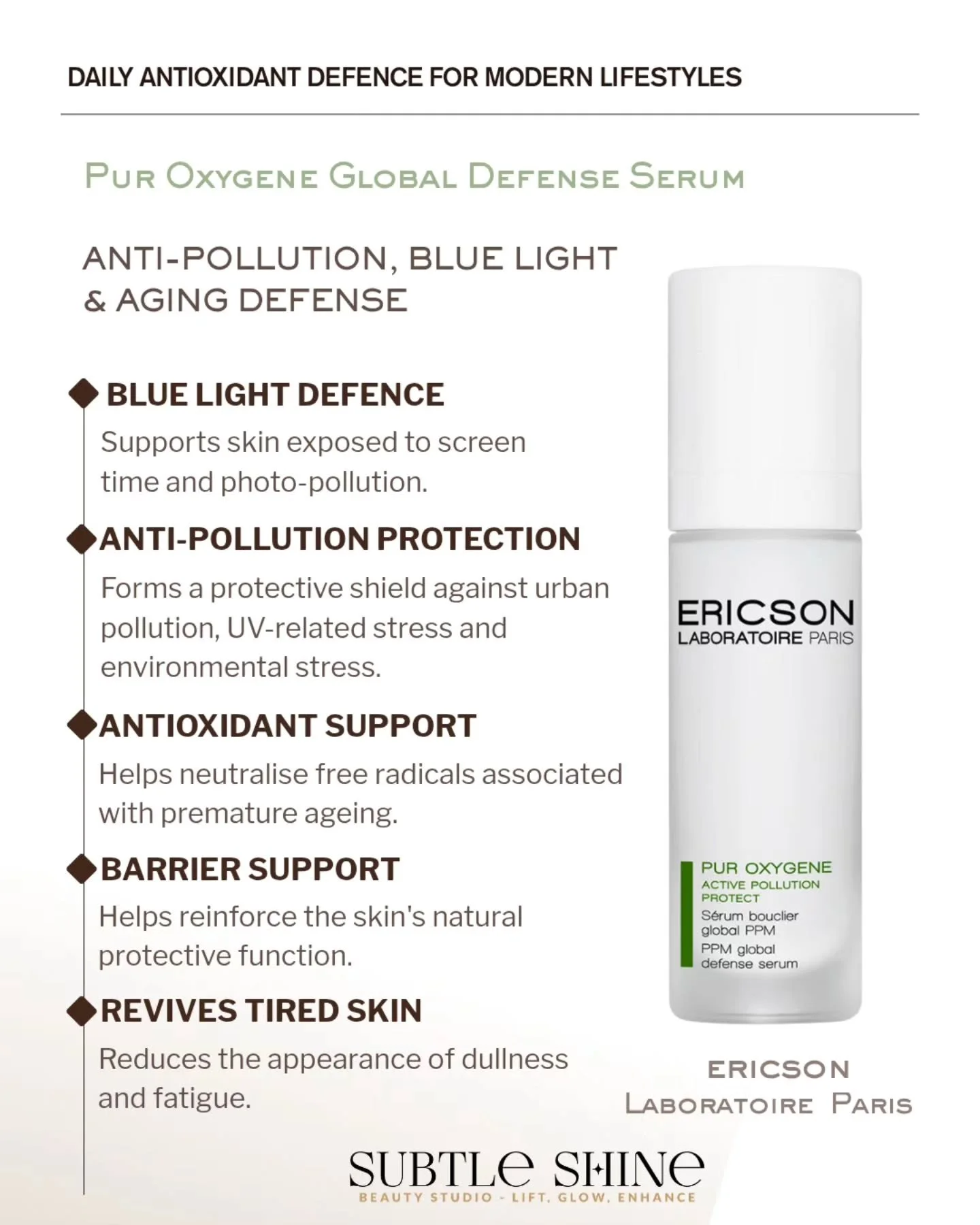 Daily Skin Stress Goes Beyond UV.

Screen exposure. Visible light. Pollution. Fine particles. Dry winter air.

These everyday stressors can increase oxidative stress in the skin, contributing to dehydration, dullness, sensitivity and premature signs 