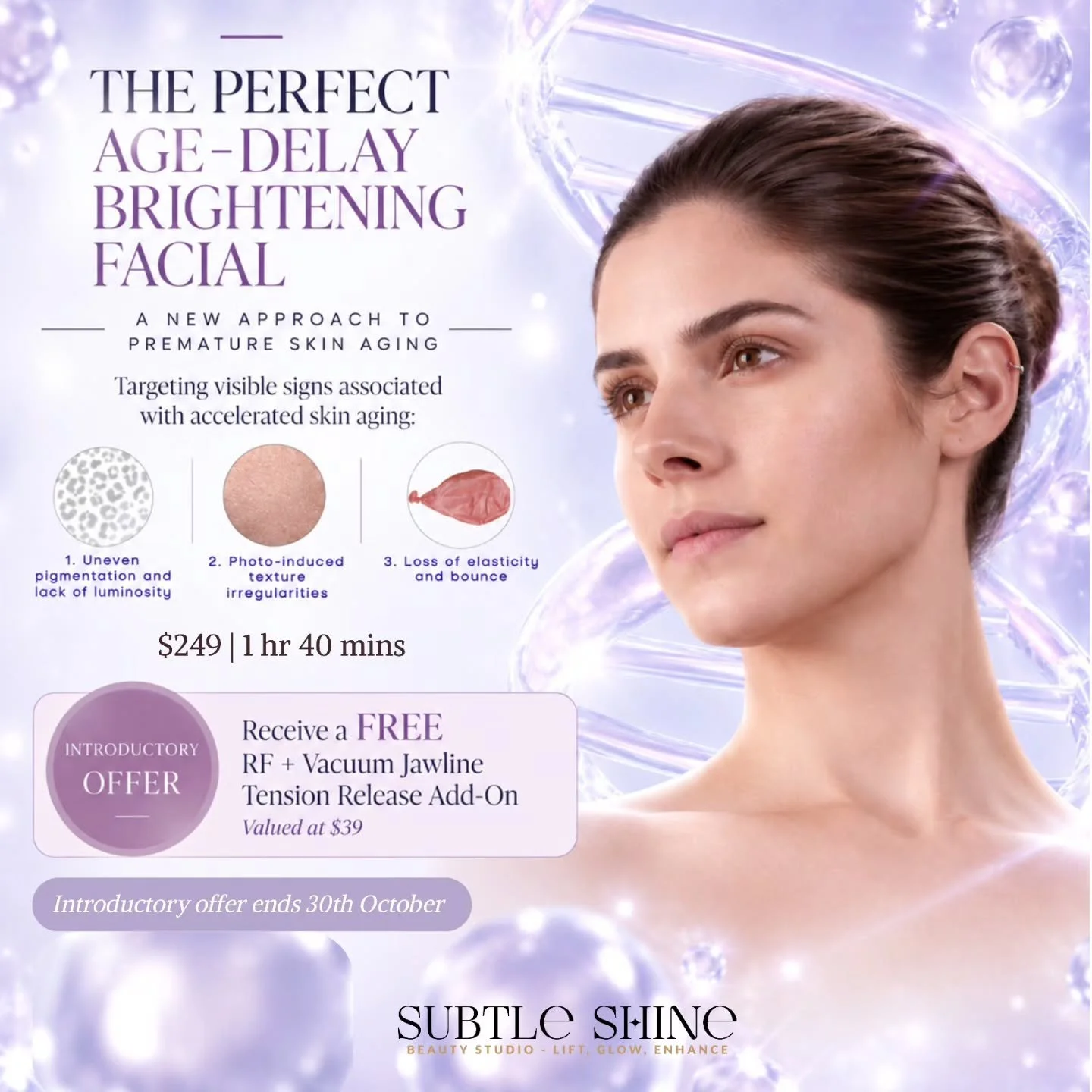 Introducing The Perfect &mdash; Age-Delay Brightening Facial ✨

A new anti-aging treatment designed for skin showing uneven pigmentation, dullness, texture irregularities and early signs of accelerated skin aging.

Combining a gentle dual-step LHALA 