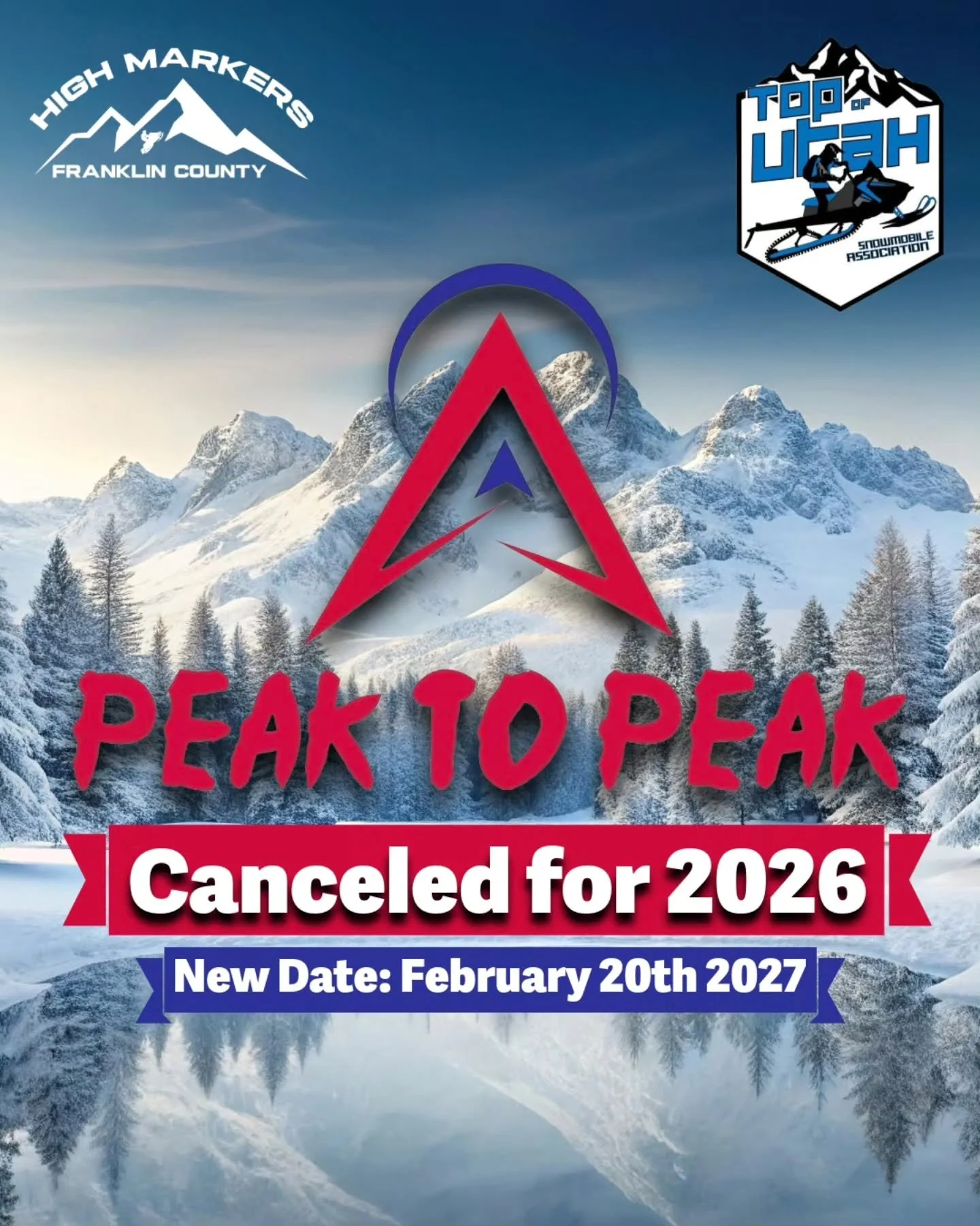 It's with a heavy heart to announce that Peak to Peak 2026 will be canceled due to a record low amount of snow and safety concerns regarding avalanches. @tousnowmobile and @fchm_idaho will host Peak to Peak next year on February 20th 2027.
