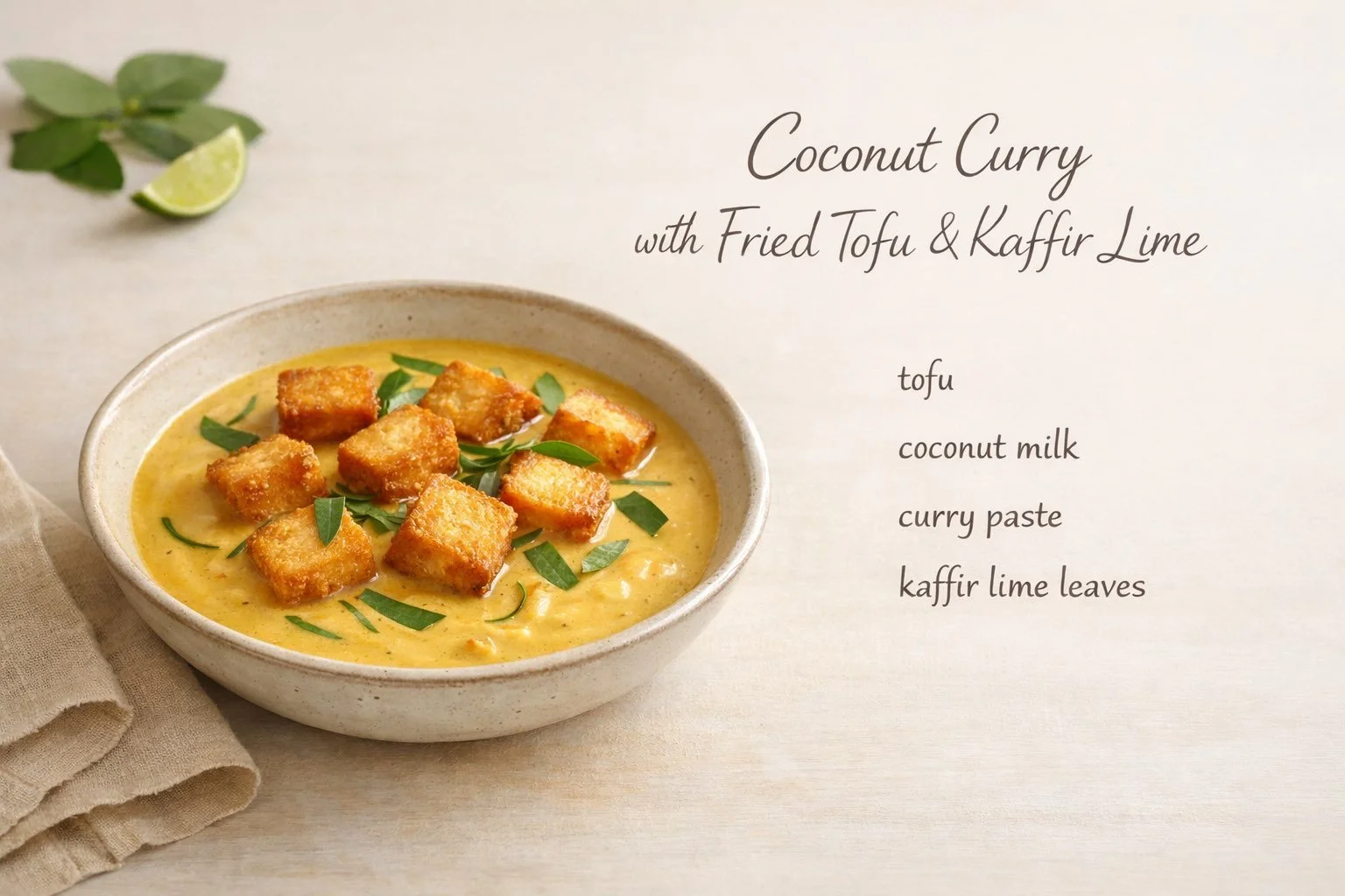 Coconut Curry with Fried Tofu and Kaffir Lime