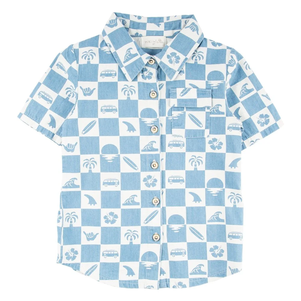 Miki Miette Boys Chambray Buttondown Shirt