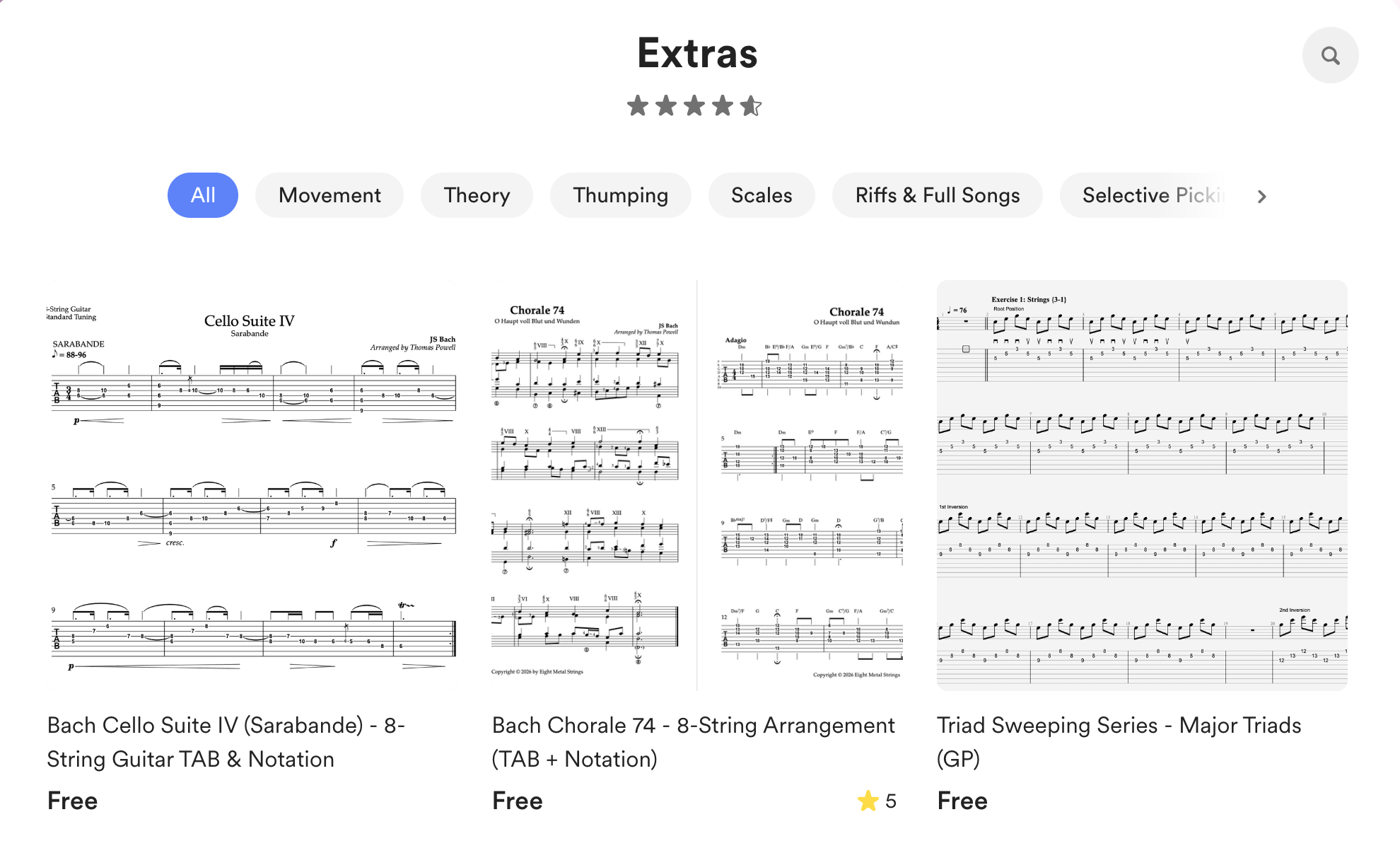 An image of a website containing various music-related PDFs, free to download.