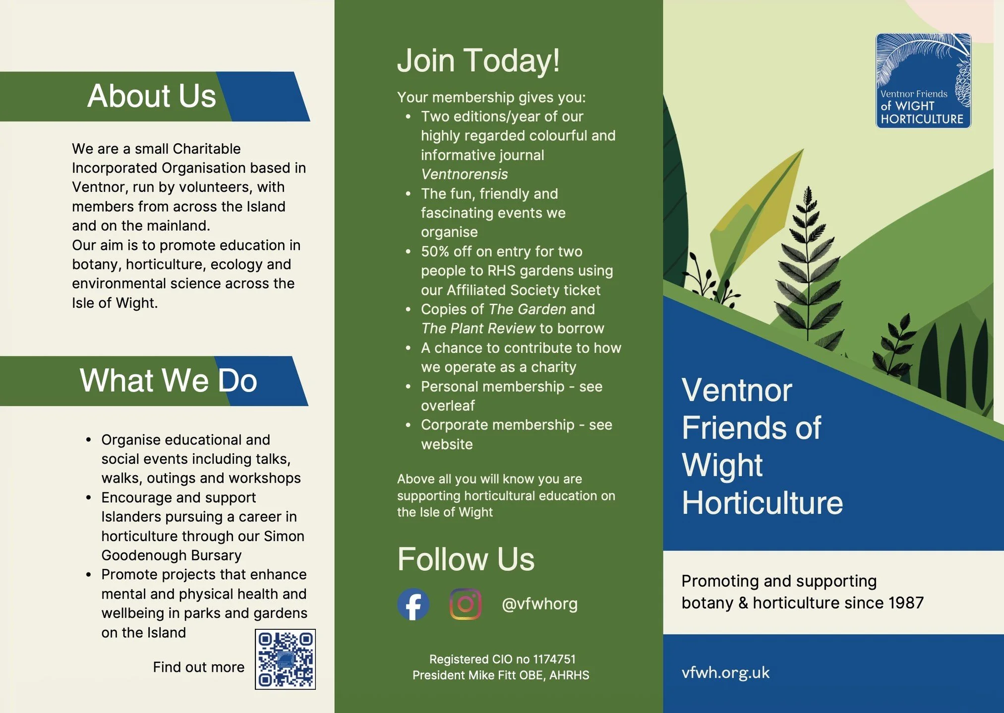 A pleasure to design this new leaflet for Ventnor Friends of Wight Horticulture @vfwhorg 🌿
It highlights their wonderful work promoting botanical and horticultural education across the Isle of Wight &mdash; the back page isn&rsquo;t shown here as it
