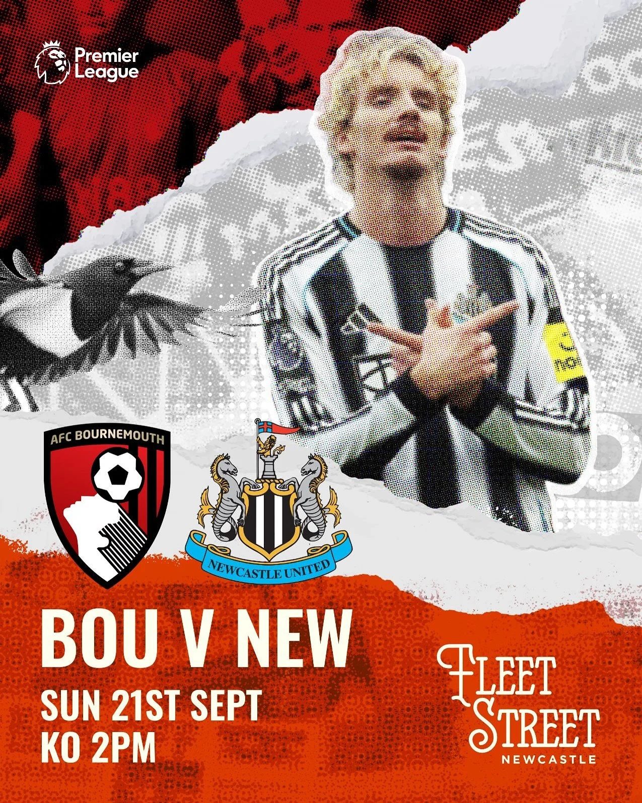 ⚫⚪ Matchday at Fleet Street! ⚫⚪
Newcastle take on Bournemouth this Sunday &ndash; KO 2PM live on our big screens 🍻

And don&rsquo;t forget, every time the lads score, you&rsquo;ve got 10 minutes to grab &pound;1 drinks! 🔥🍺

Bring the noise, bring 