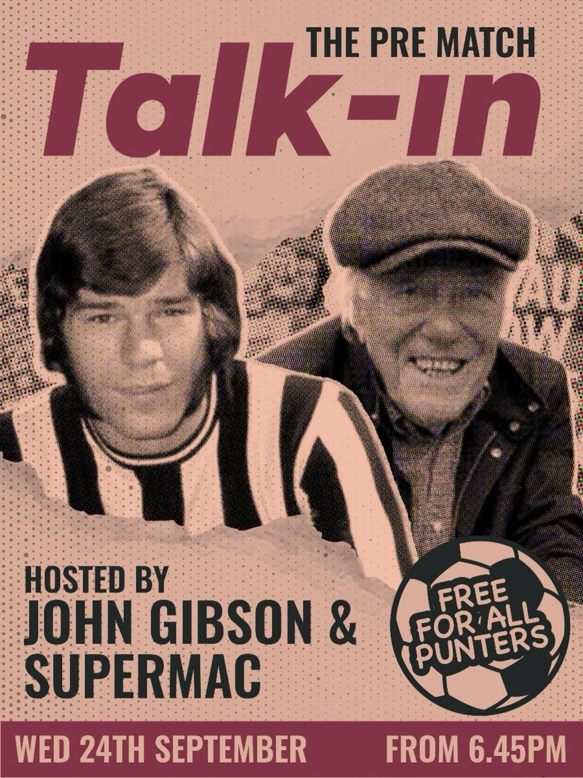 ⚫⚪ LEAGUE CUP TALK-IN ⚫⚪
Ahead of our first League Cup clash against Bradford &mdash; join us this Wednesday from 6:45pm for a special pre-match Talk-In, hosted by John Gibson with VERY special guest NUFC legend Supermac 🙌

It&rsquo;s free for all! 