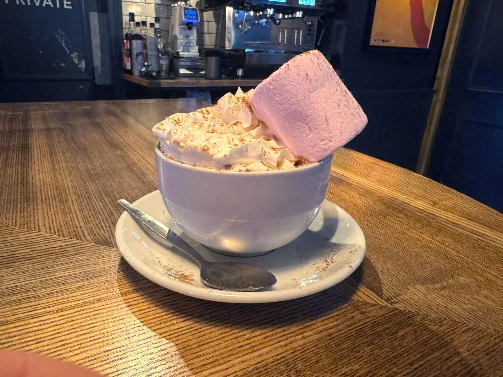 Deluxe Hot Chocolate with Whipped Cream, Chocolate Sprinkles and a marshmallow