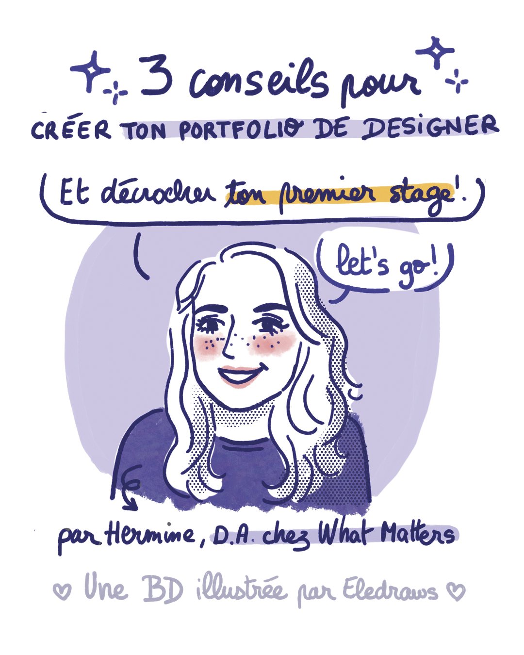 BD expliquant comment créer un portfolio de designer avec 3 conseils pour trouver un stage