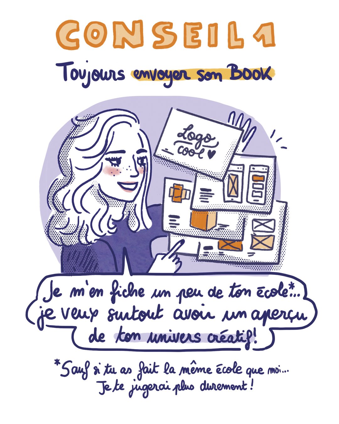 BD expliquant comment créer un portfolio de designer avec 3 conseils pour trouver un stage