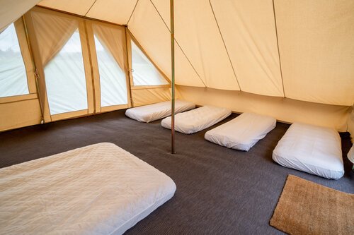 Basic touareg tent with airbeds at the silverstone f1