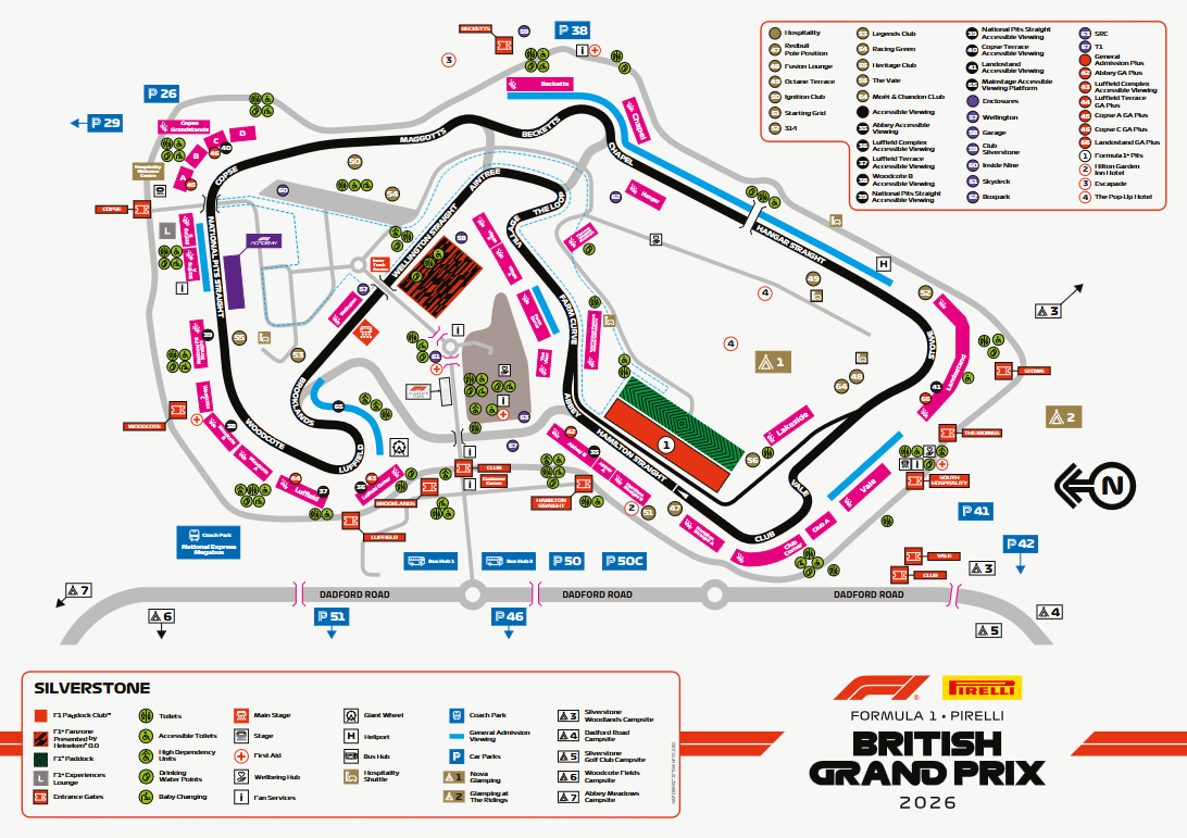 briitsh grand prix 2026 grandstand map